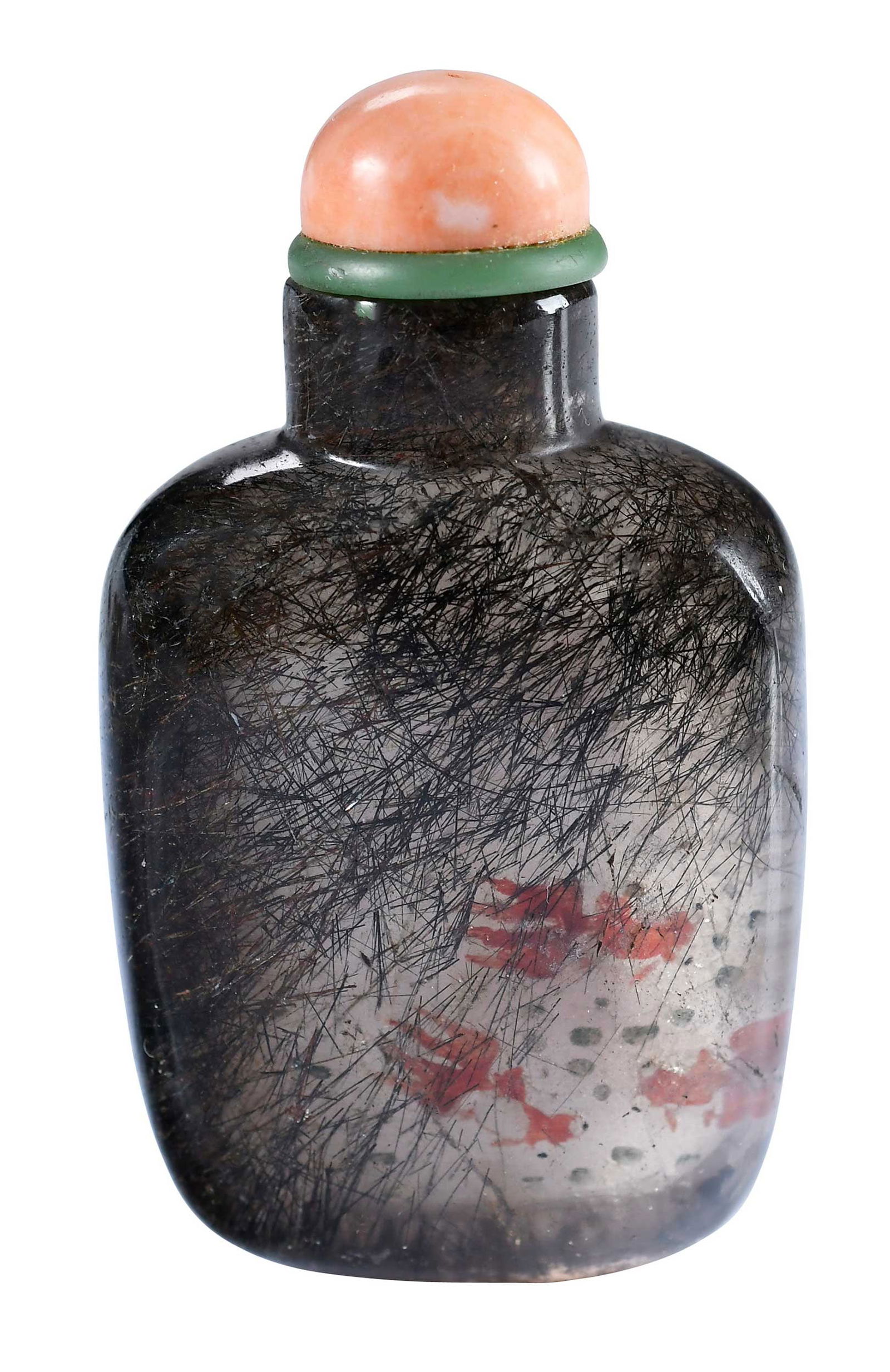 Chinese Rutilated Smoky Quartz and Reverse Painted Snuff Bottle (1 of 6)