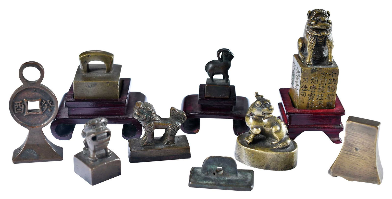 Nine Chinese Miniature Bronze Seals (1 of 6)