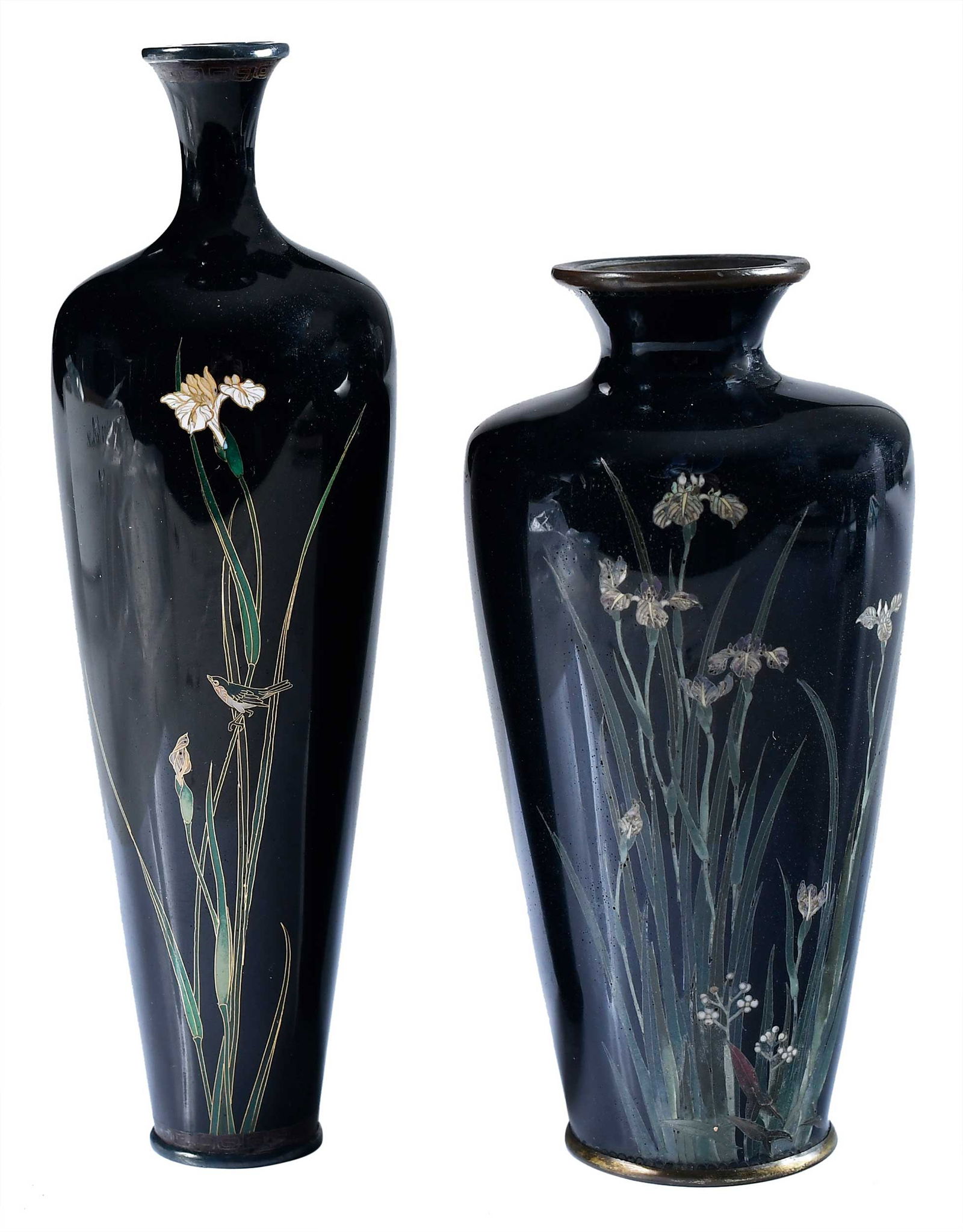 Two Japanese Black Cloisonne Miniature Vases (1 of 5)