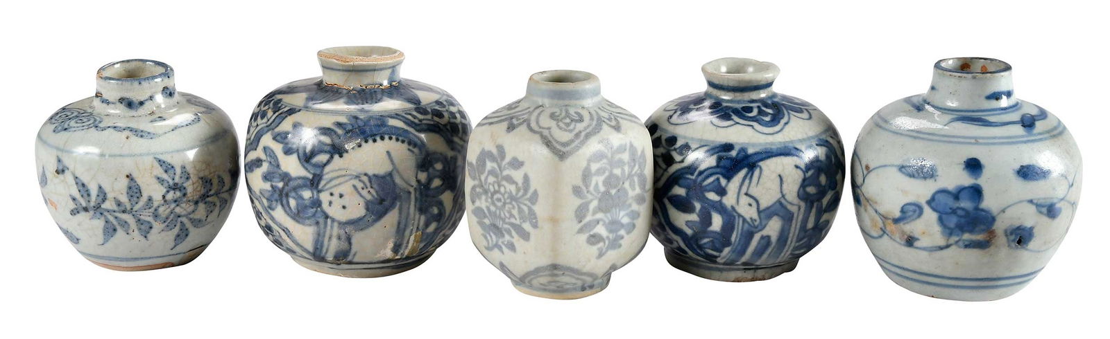 Five Chinese Blue and White Jarlets (1 of 6)
