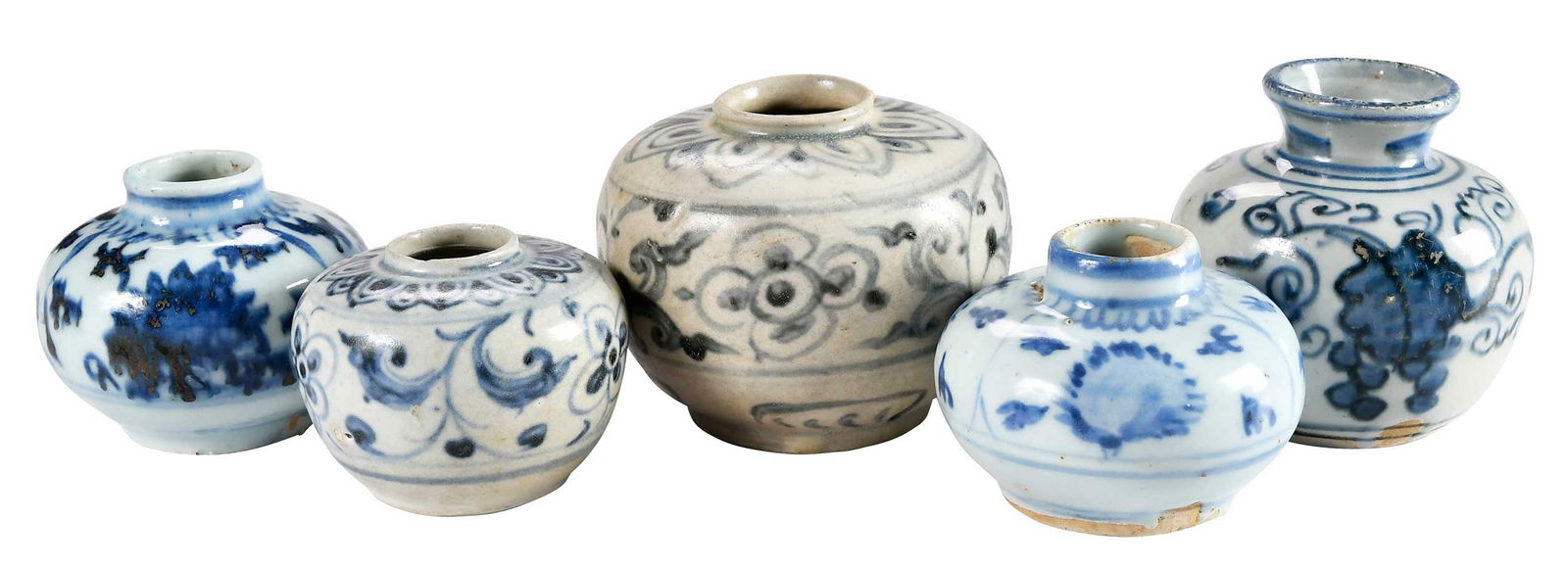 Five Chinese Blue and White Jarlets (1 of 5)