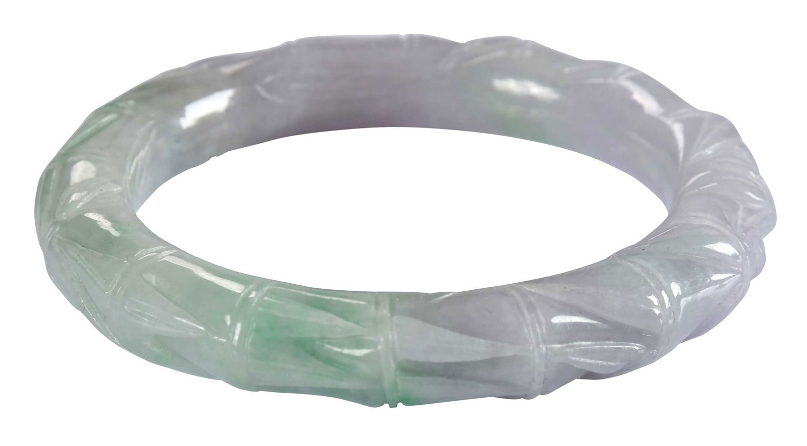 Chinese Carved Jade Bamboo Form Bangle (1 of 6)