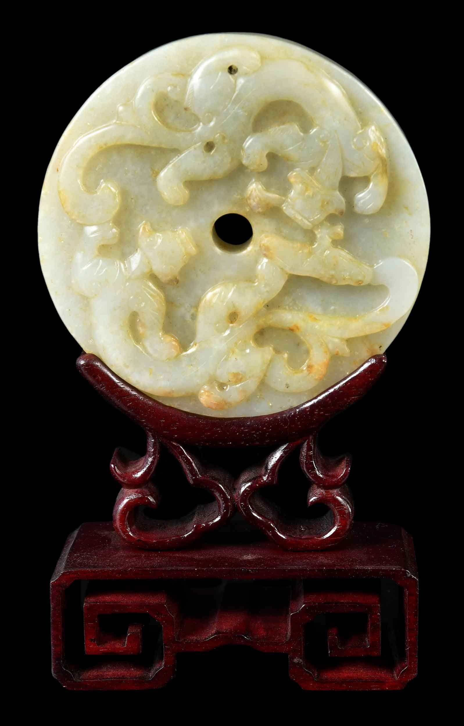 Chinese Carved Jade Bi Disc with Stand (1 of 5)