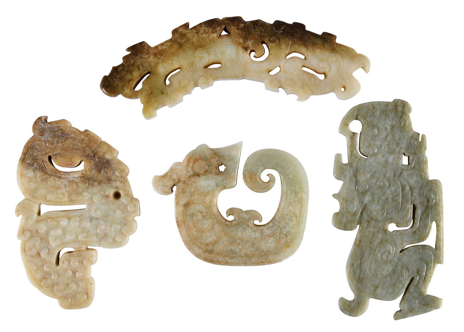 Four Chinese Hardstone Archaistic Carvings (1 of 6)