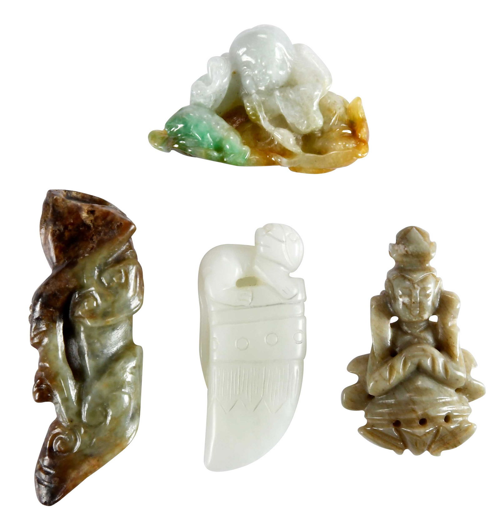 Four Chinese Carved Jade Archaistic Figures (1 of 6)