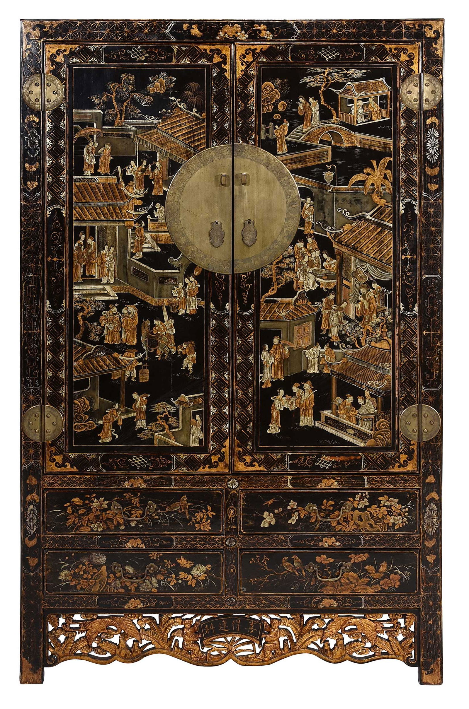 Chinese Paint Decorated Lacquered Cabinet (1 of 11)