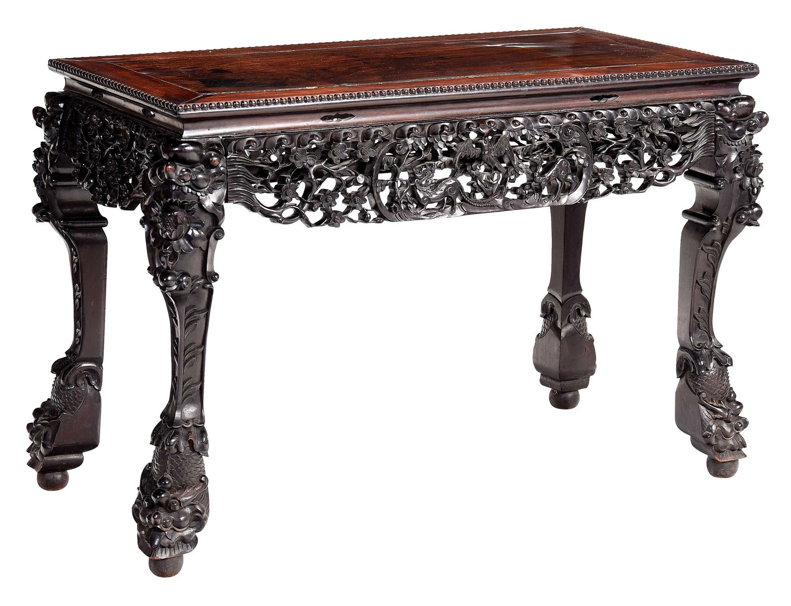 Chinese Carved Rosewood Console Table (1 of 13)