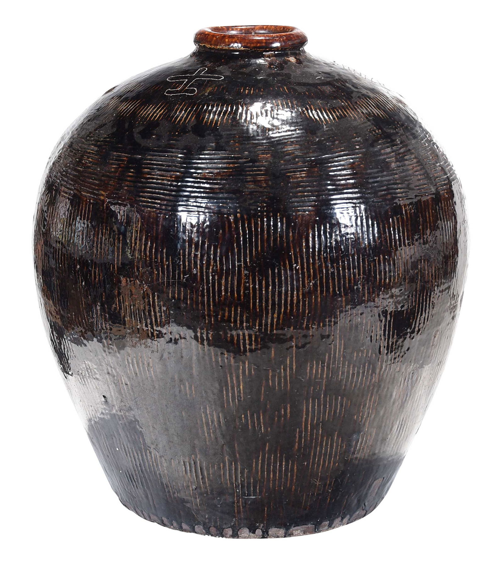 Large Asian Brown Glazed Storage Jar, Sake (1 of 8)