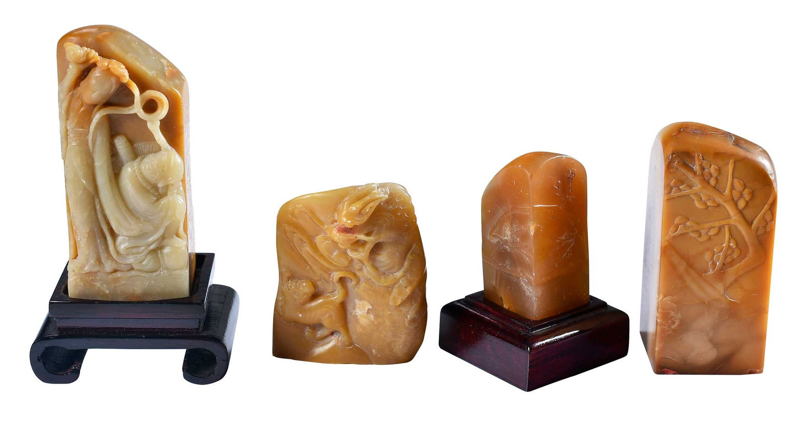 Four Chinese Carved Shoushan Seals (1 of 6)