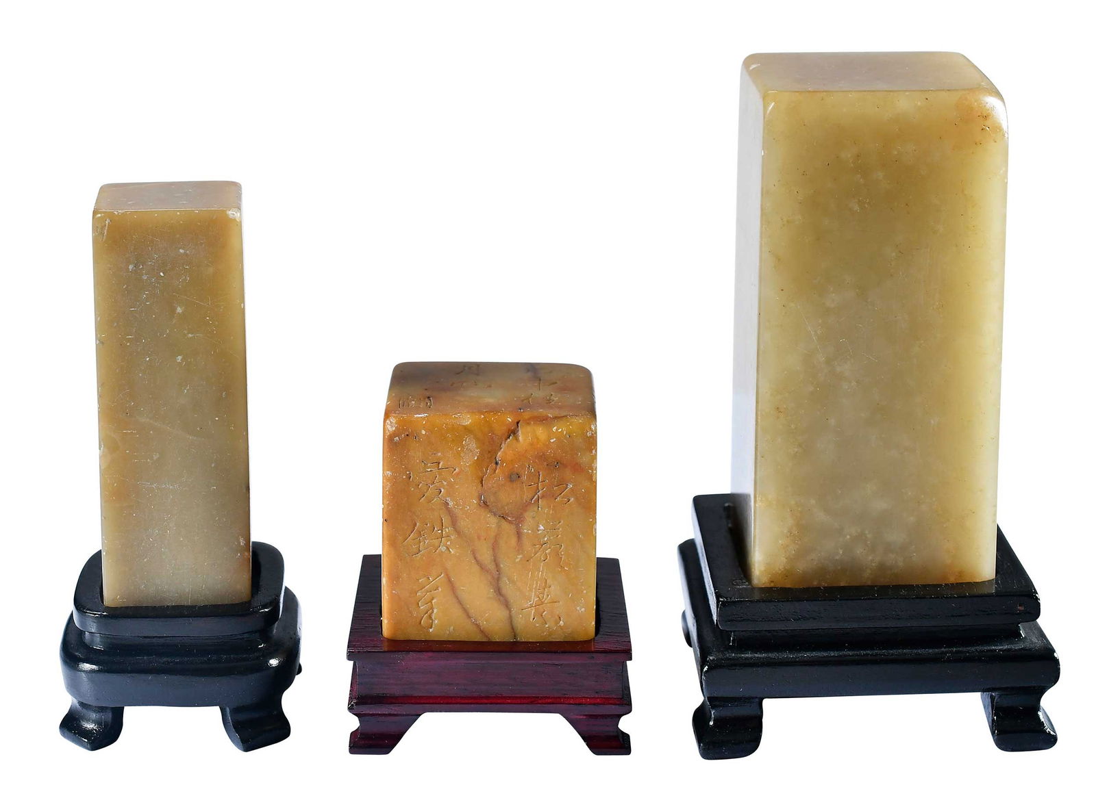 Three Chinese Carved Hardstone Seals (1 of 8)