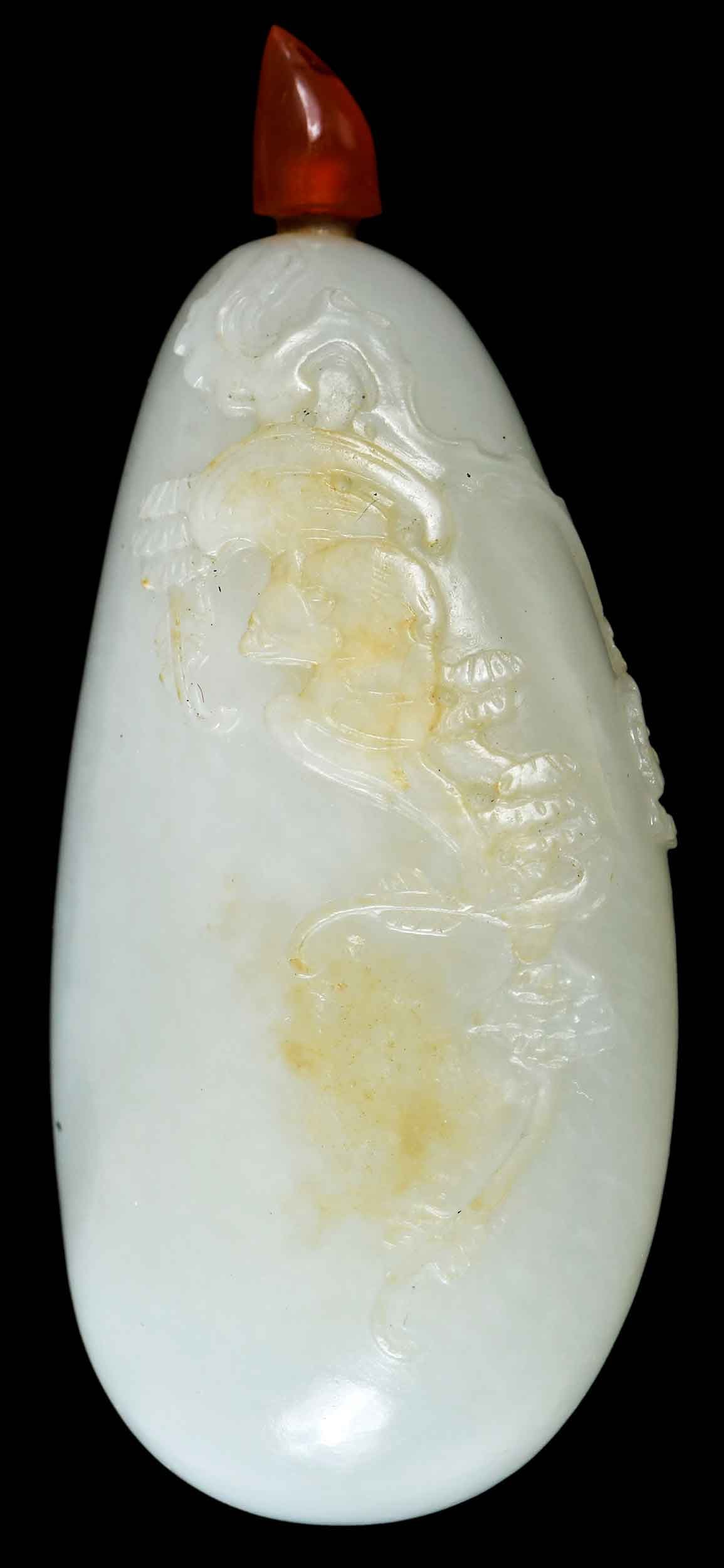 Chinese Carved White Jade Snuff Bottle (1 of 5)