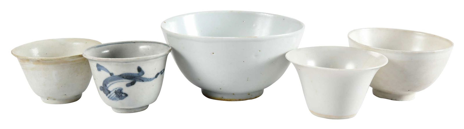 Five Small Chinese White and Pale Celadon Ceramic Bowls (1 of 5)