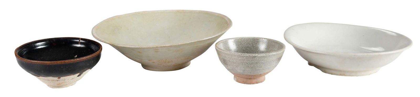 Four Chinese Footed Celadon and Brown Bowls (1 of 6)