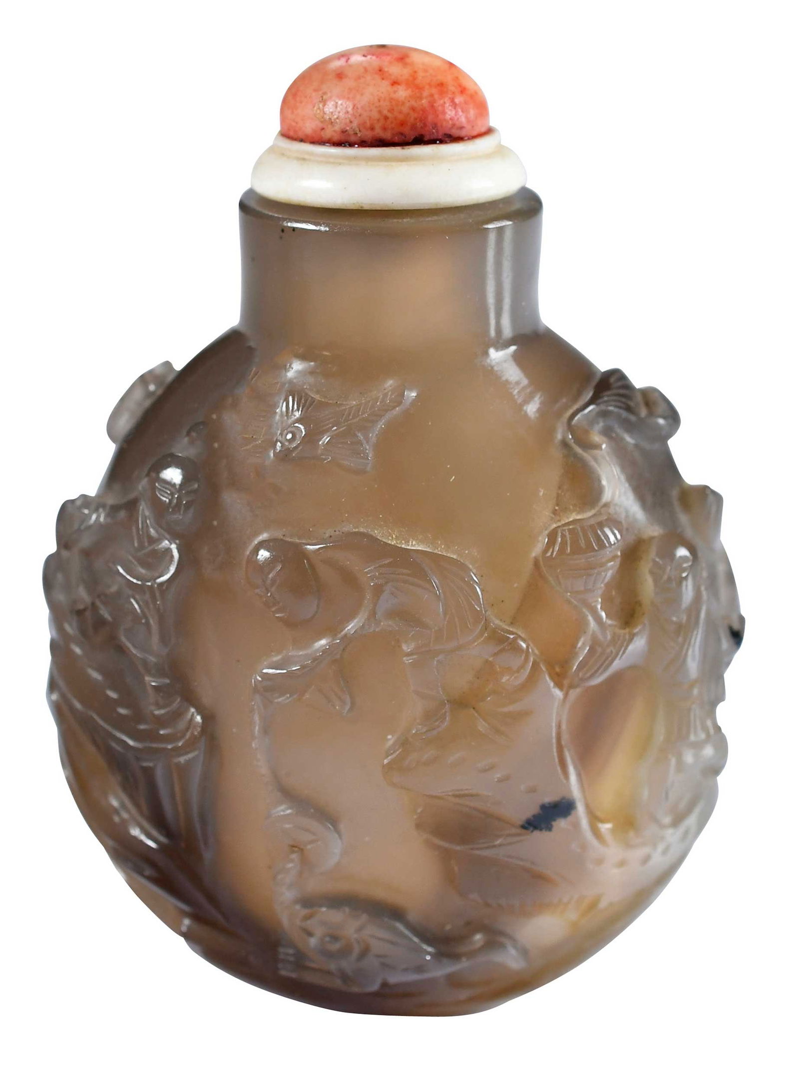 Chinese Carved Shadow Agate Snuff Bottle (1 of 5)
