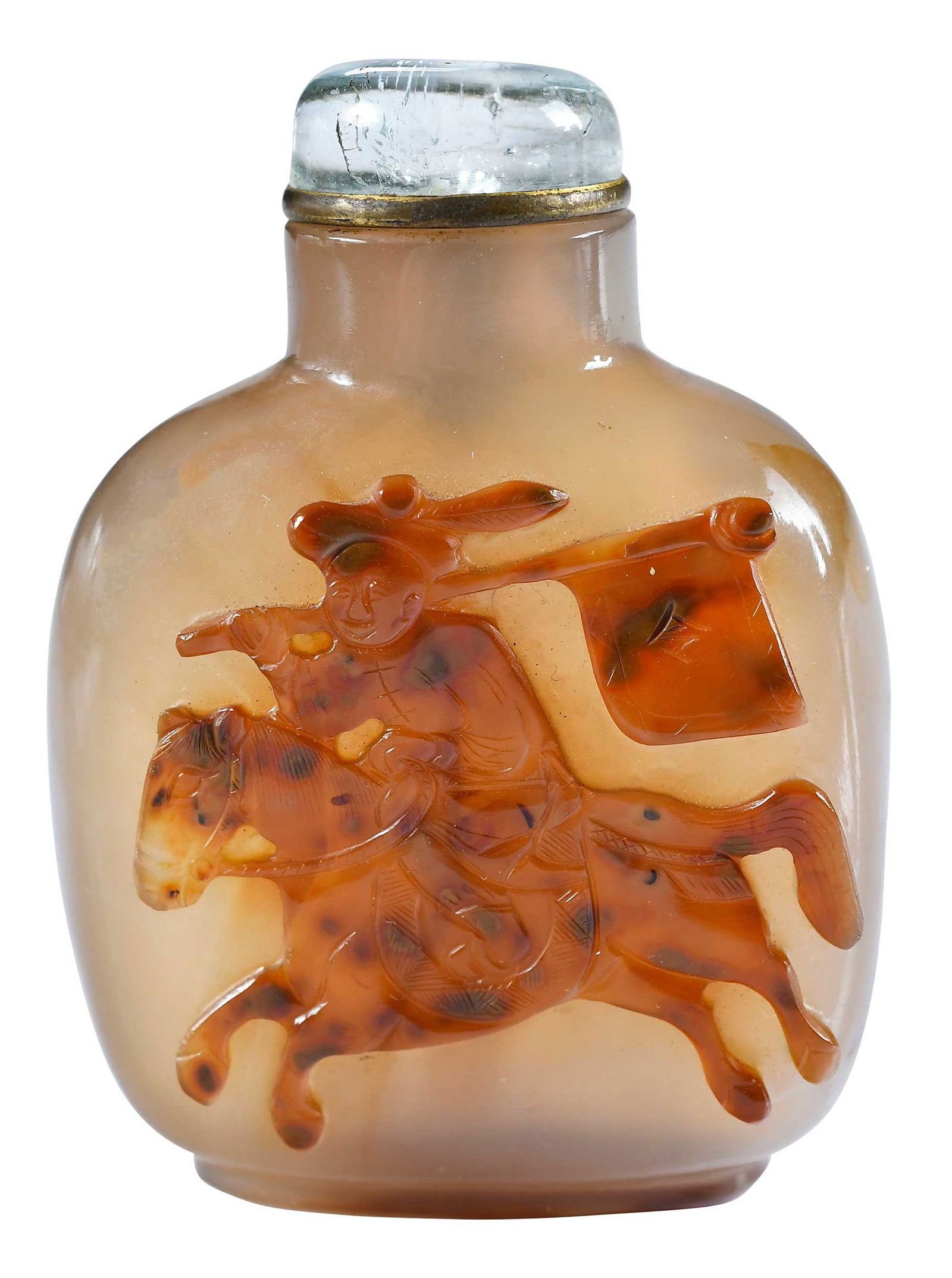 Chinese Carved Butterscotch Agate Snuff Bottle (1 of 5)