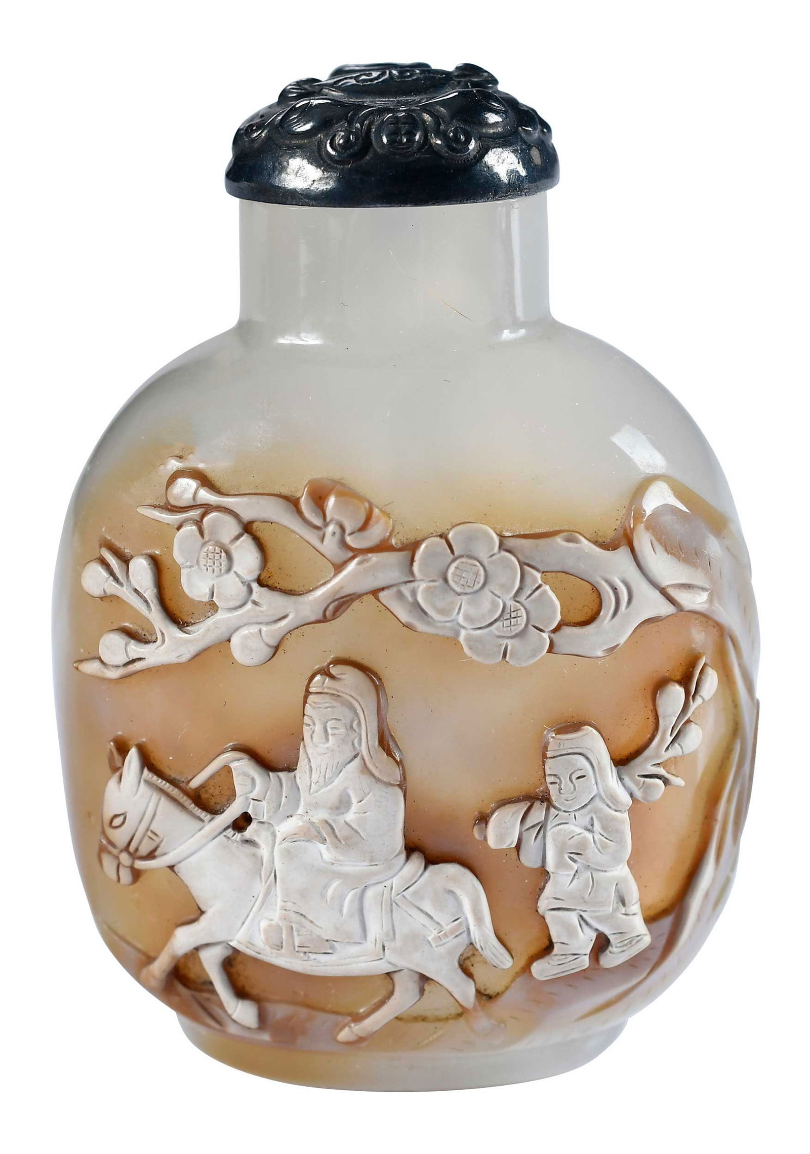 Chinese Carved Agate Snuff Bottle (1 of 6)