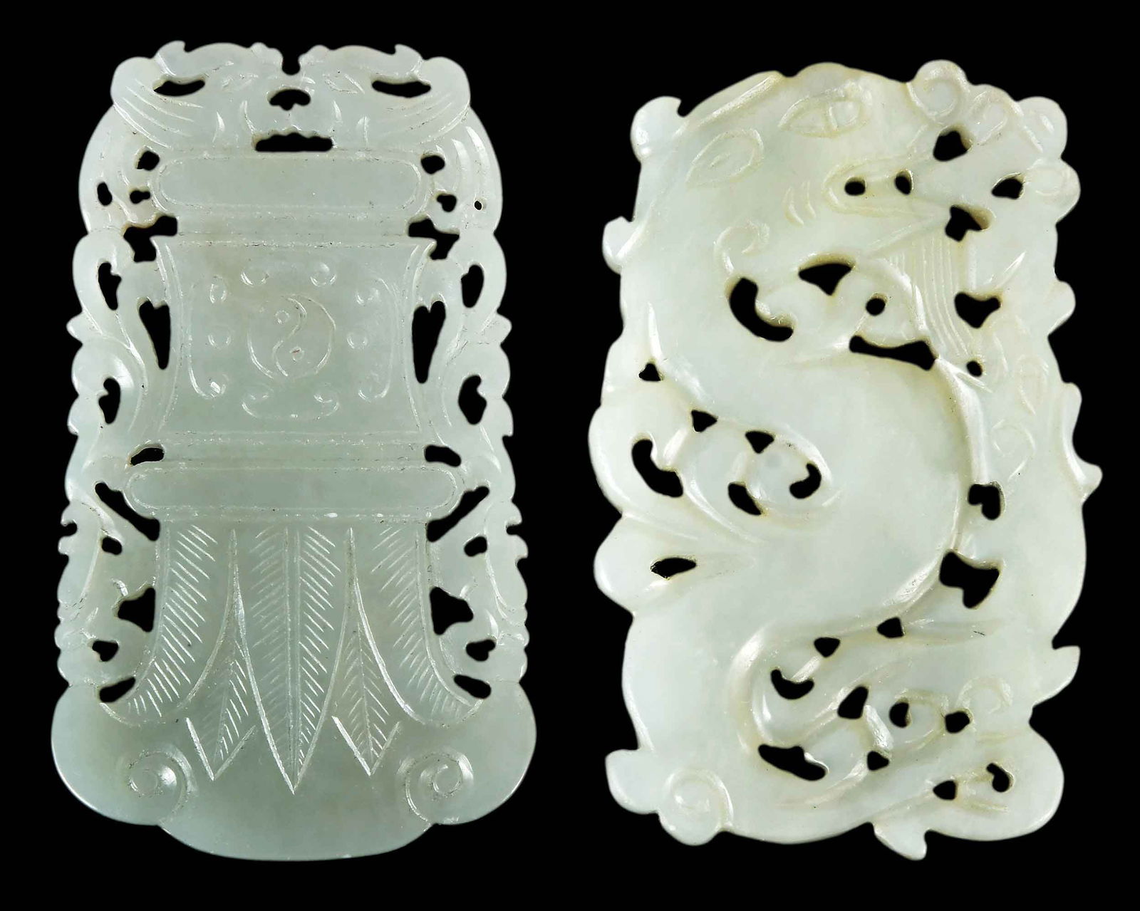Two Chinese Carved Jade Plaques (1 of 4)