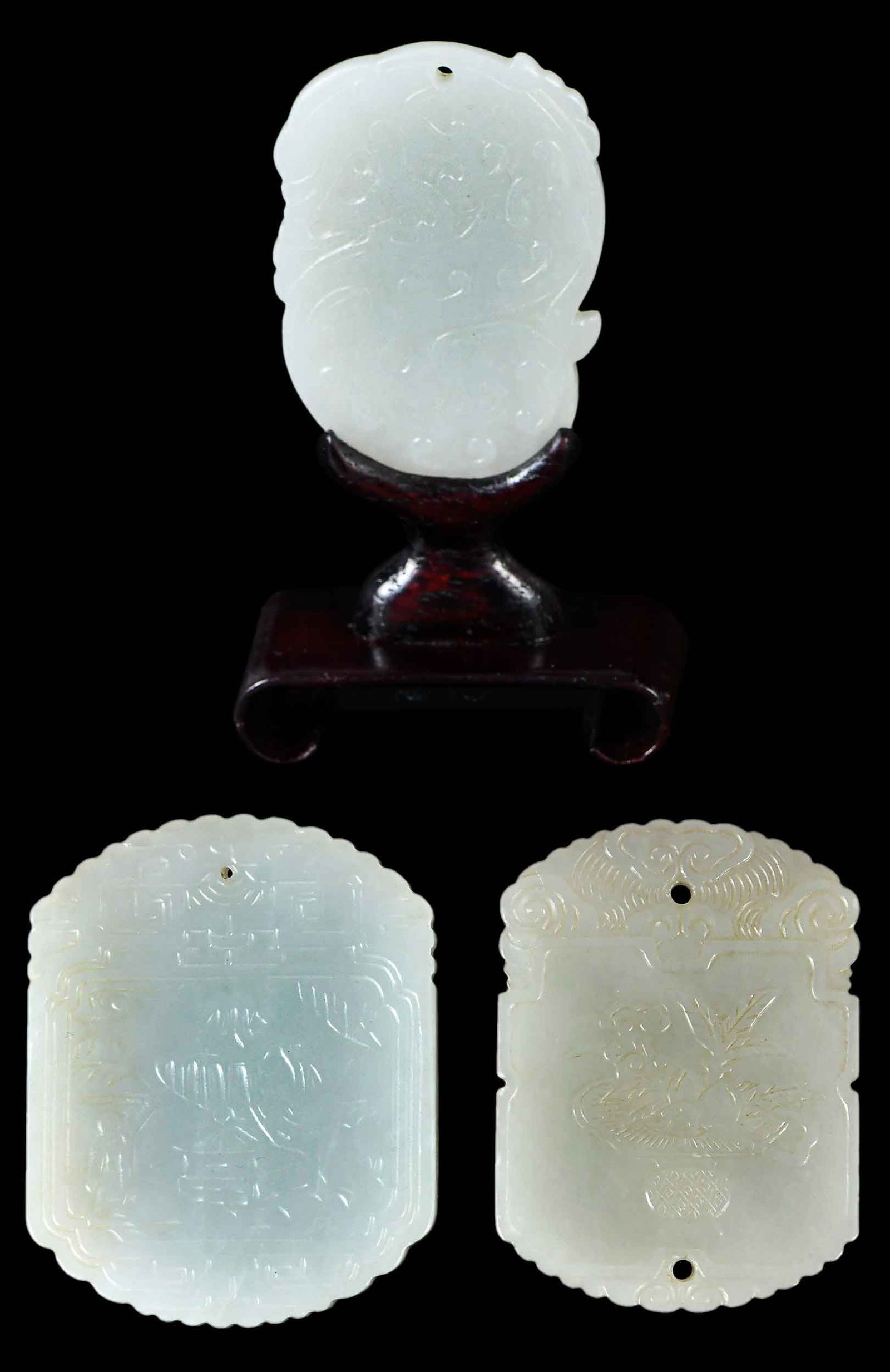 Three Small Chinese Carved Jade Pendant Plaques (1 of 8)
