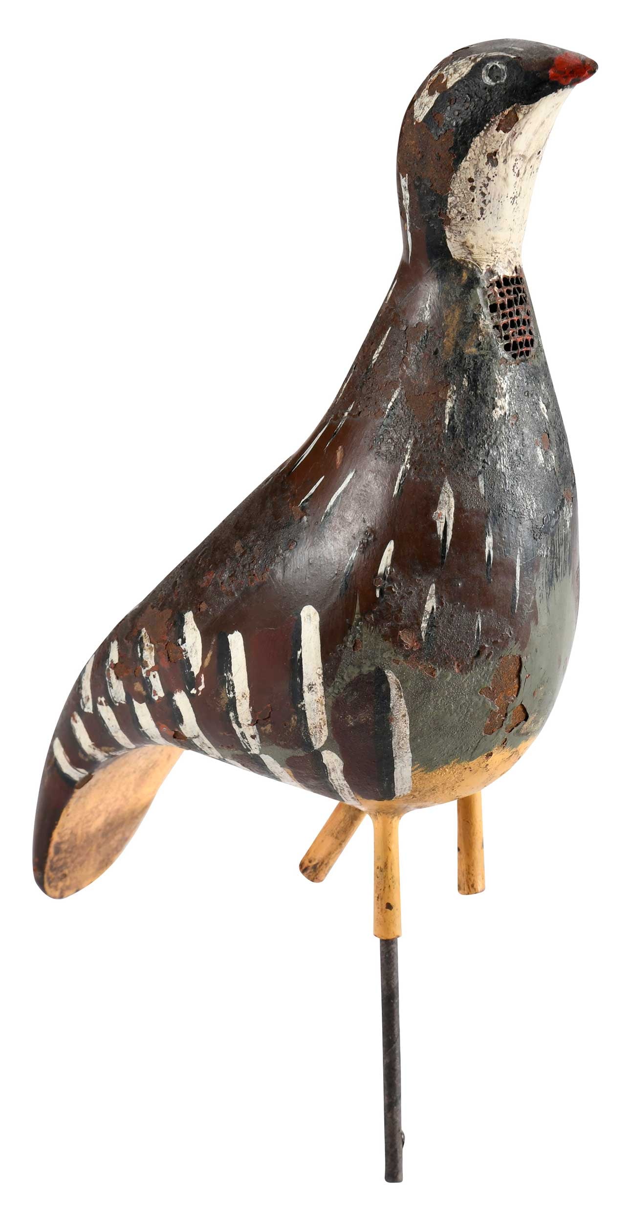 Painted Metal Quail Decoy: 20th century, 9 x 4 x 6-3/4 in.Provenance: Private Collection, Georgetown, South Carolina