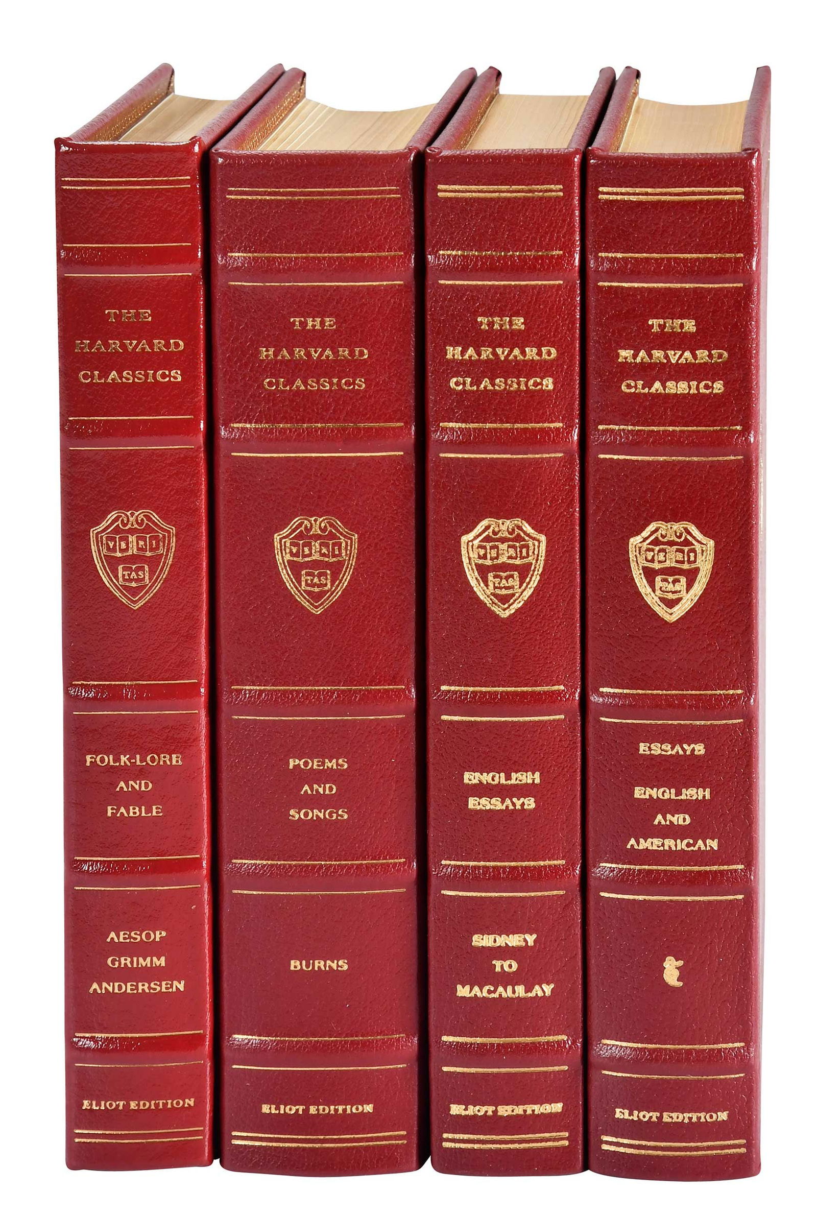 The Harvard Classics, Easton Press, 49 Volumes: edited by Charles L. Eliot, Norwalk, Connecticut: The Easton Press, 1993, 12 volumes still in manufacturer's shrink wrap, full gilt ruled red morocco boards with gilt Harvard crest, gilt