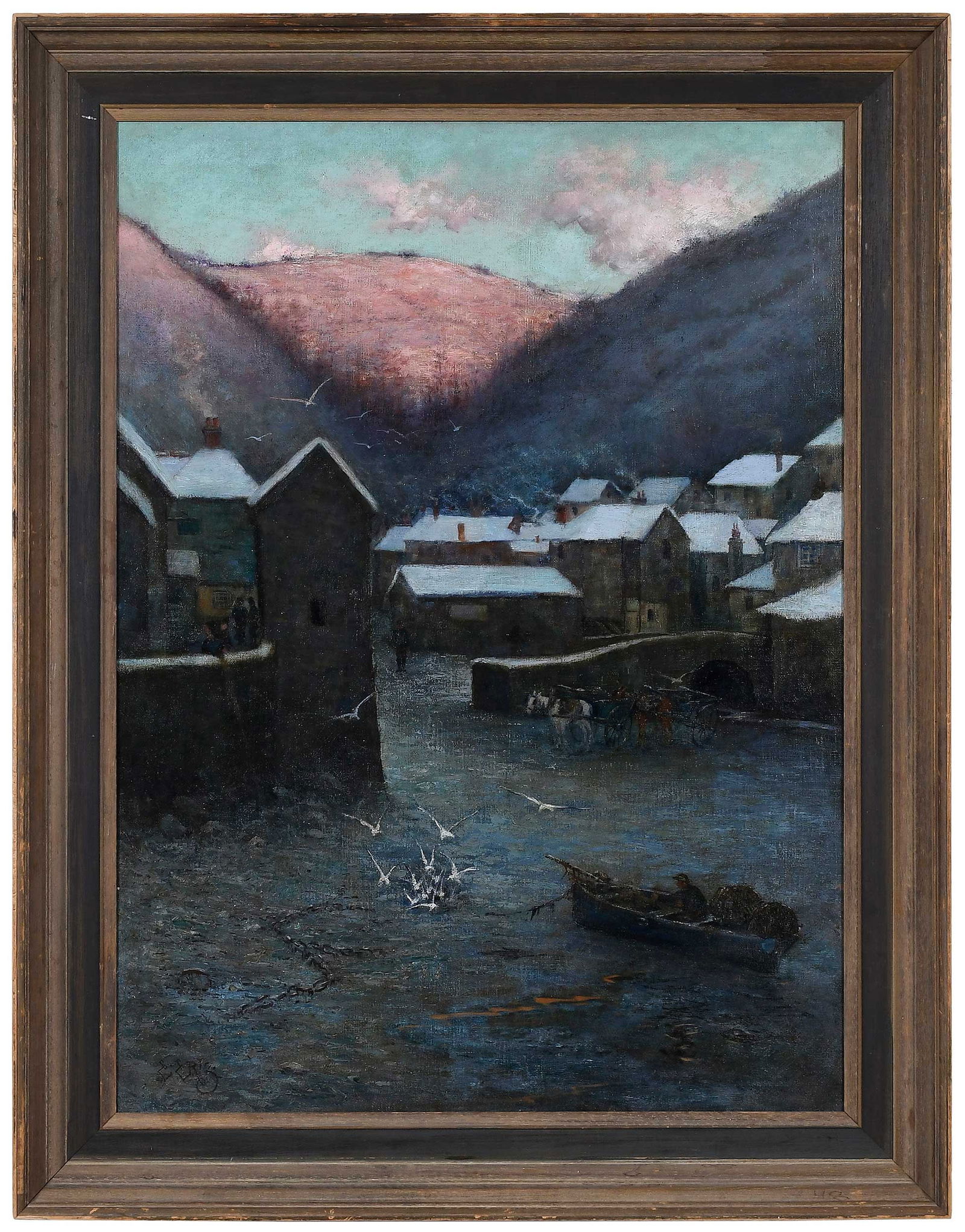 Edward Frederick Ertz: (Louisiana/Illinois/England, 1862-1954)Polperro, Cornwall, England, signed lower left "E. Ertz", oil on canvas, 32 x 23-3/4 in.; stained wood frame, 37-1/2 x 29-1/4 x 2 in. 