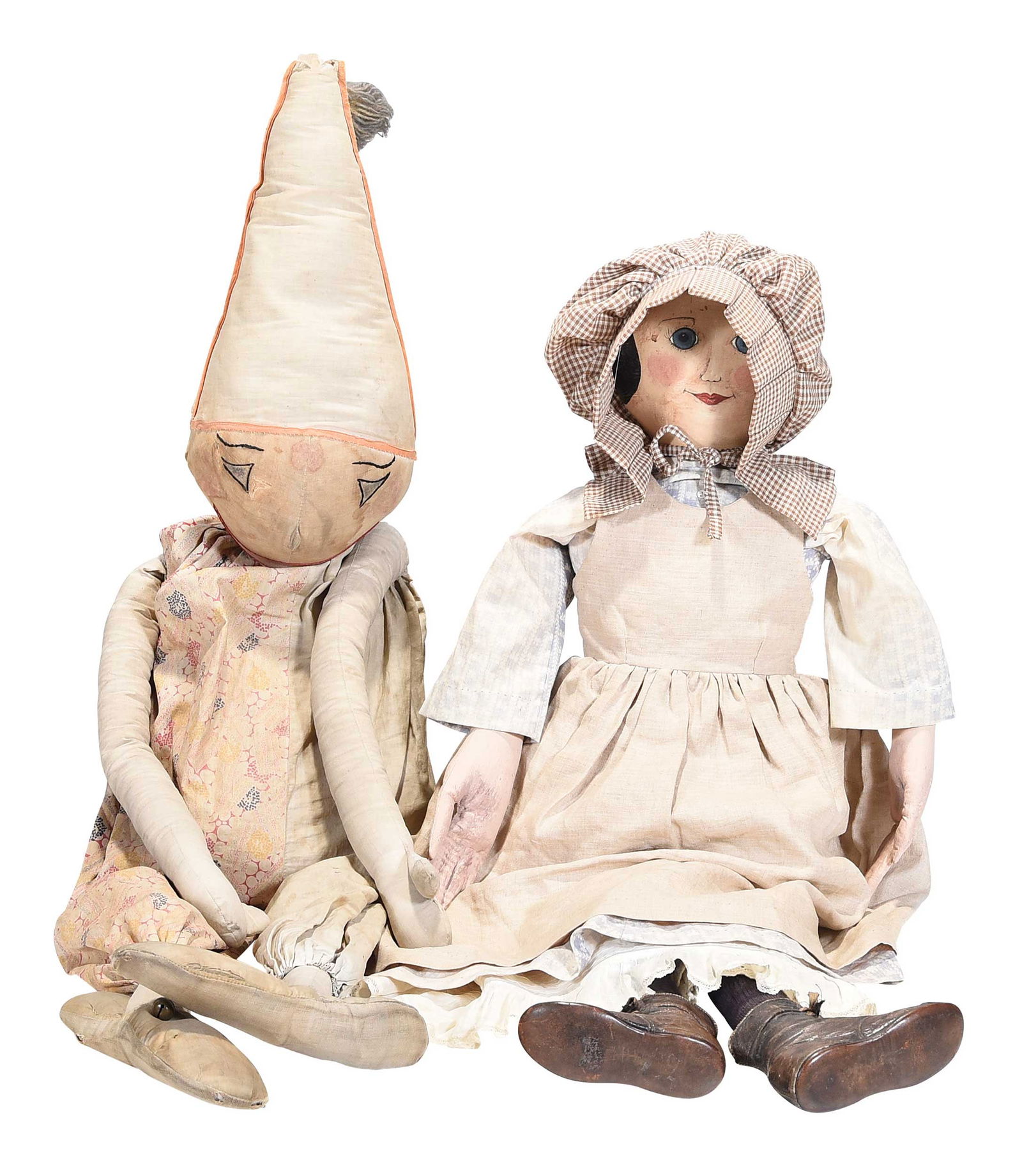 Two American Folk Art Cloth Dolls (1 of 5)