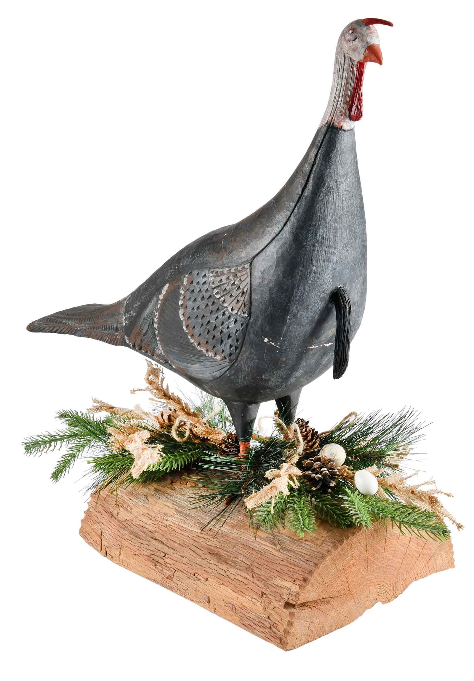 American Folk Art Carved and Painted Turkey on Stand (1 of 8)