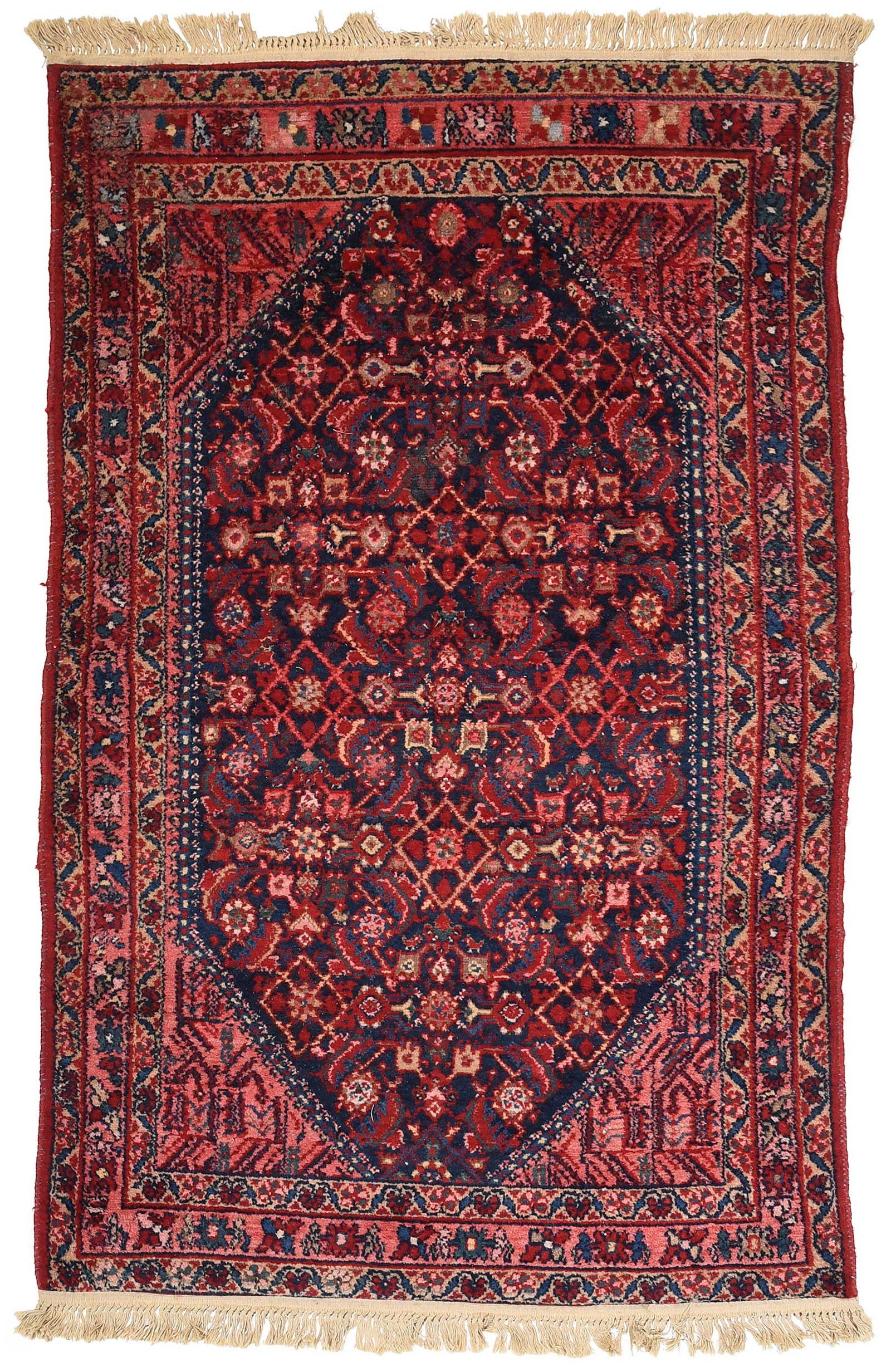 Hamadan Rug: 20th century, central blue field with all over Herati design, 6 ft. 8 in. x 4 ft. 2 in. Provenance: Private Collection, Pittsboro, North Carolina