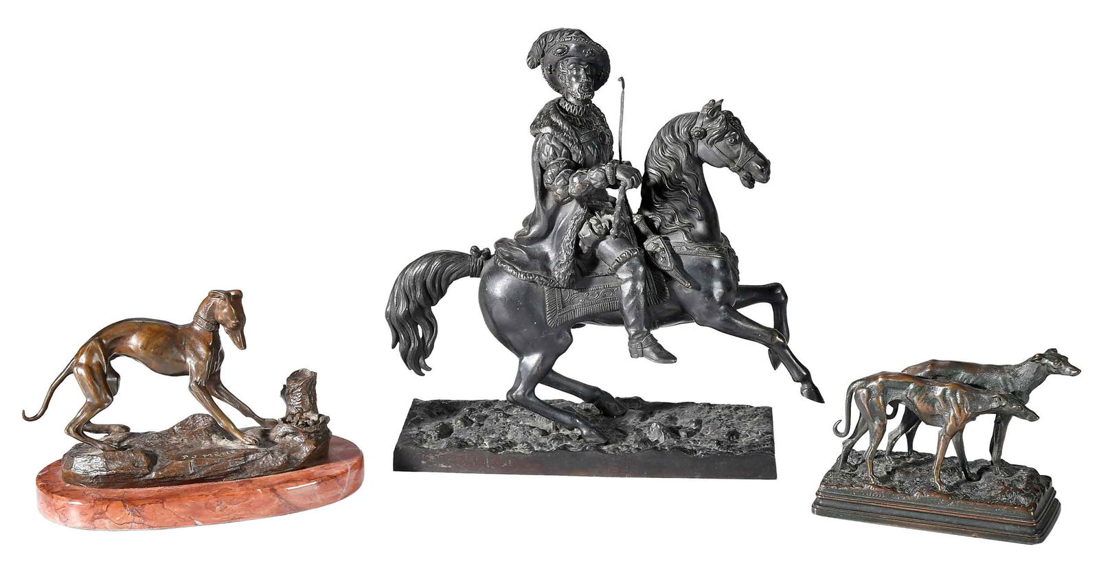 Three French Equestrian and Animalier Bronzes (1 of 10)