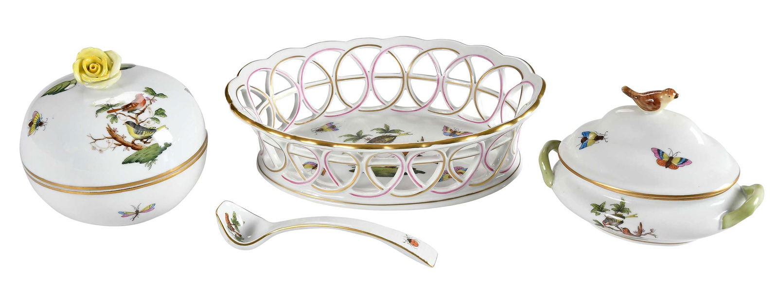 Four Pieces of Herend Rothschild Bird Porcelain (1 of 8)