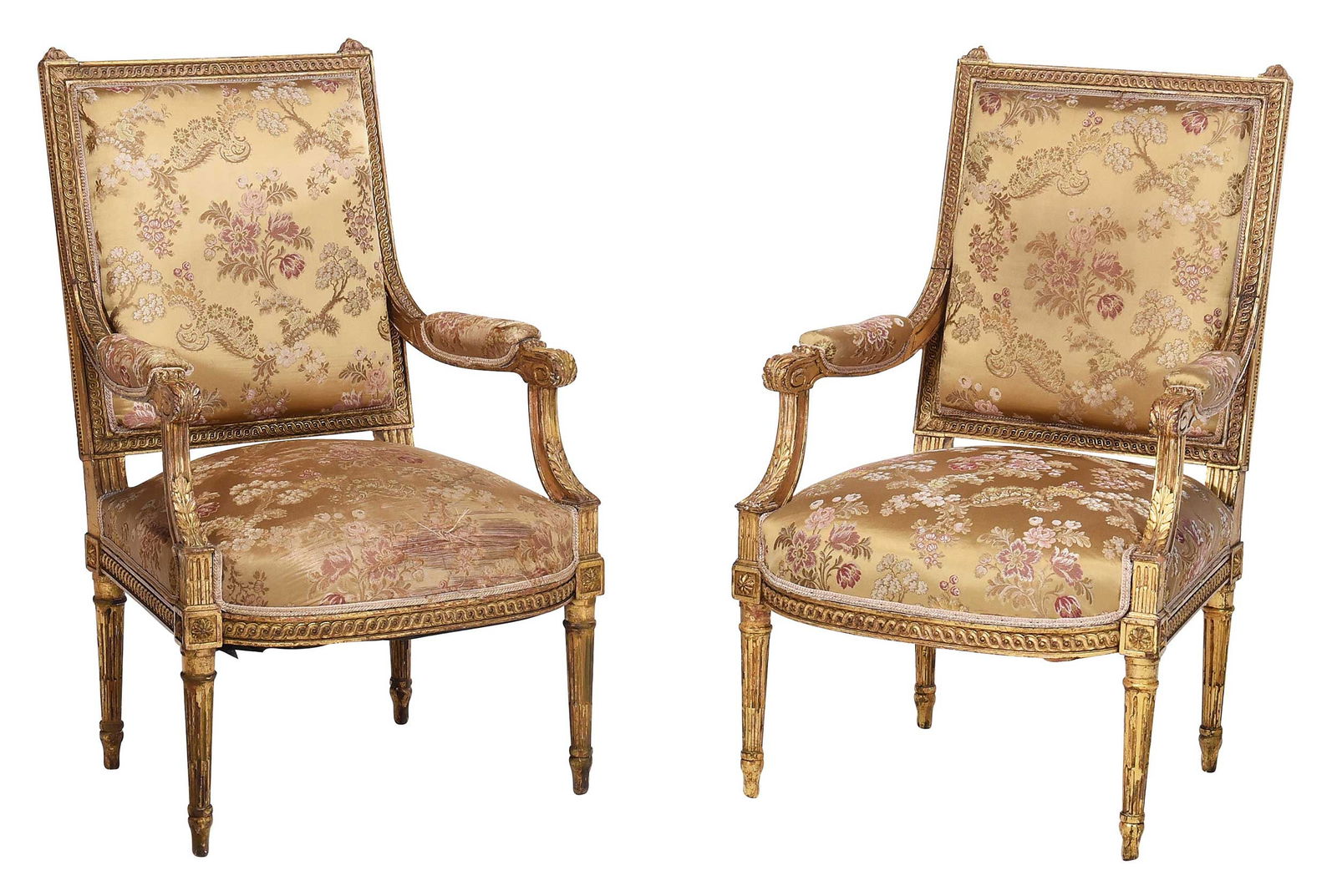 Pair of Louis XVI Style Giltwood Fauteuils (1 of 9)
