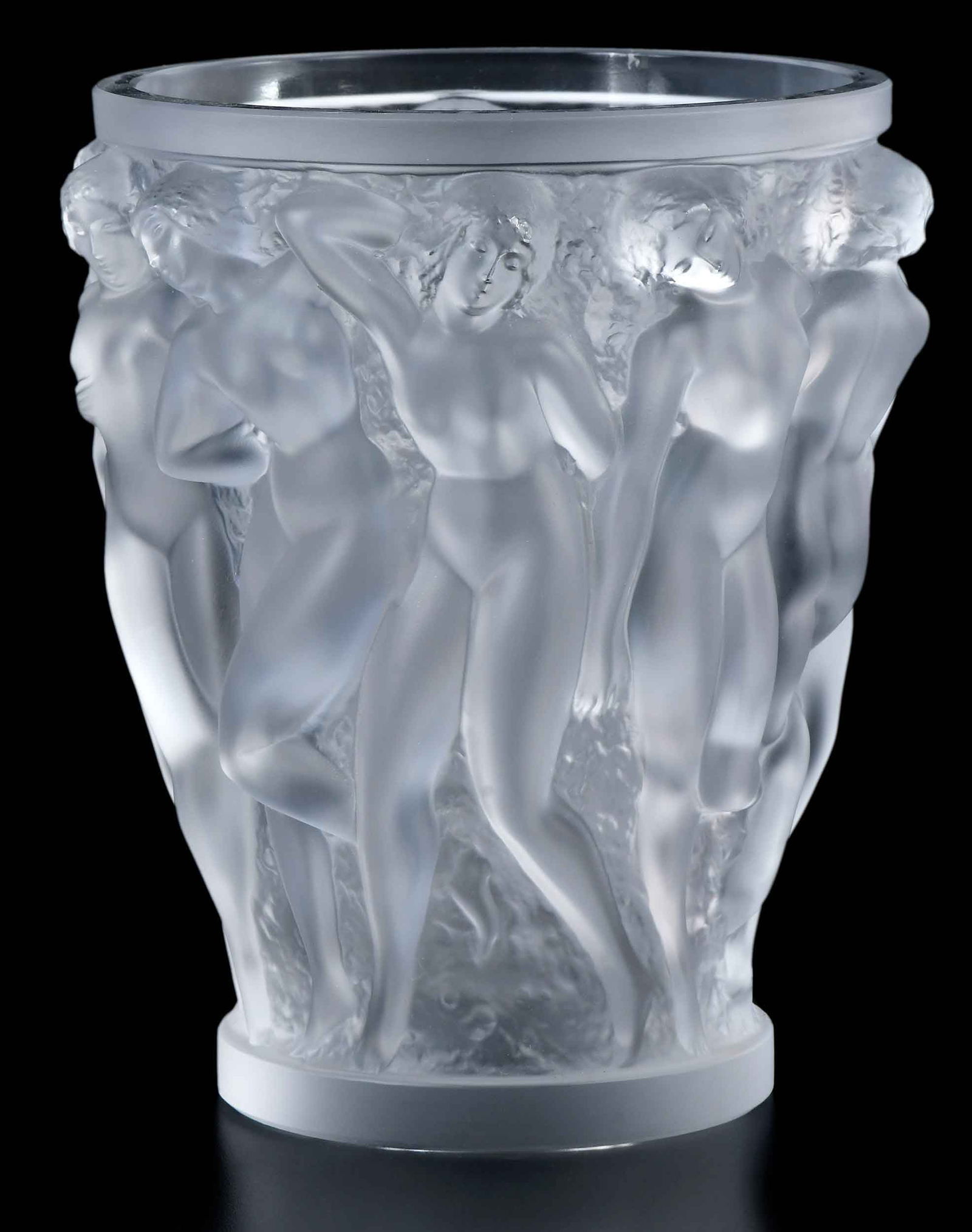 Lalique Bacchantes Frosted Glass Vase: 20th century, signed "Lalique/France" on base, 9-5/8 x 8-1/4 x 8-1/4 in. Provenance: Property from a Private Collection, Vero Beach, Florida