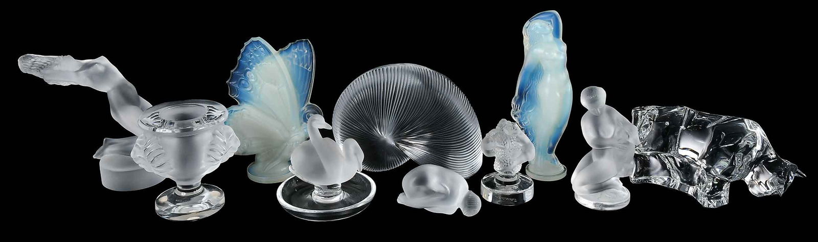 Ten Pieces of French Art Glass, Sabino, Baccarat, and Lalique (1 of 15)