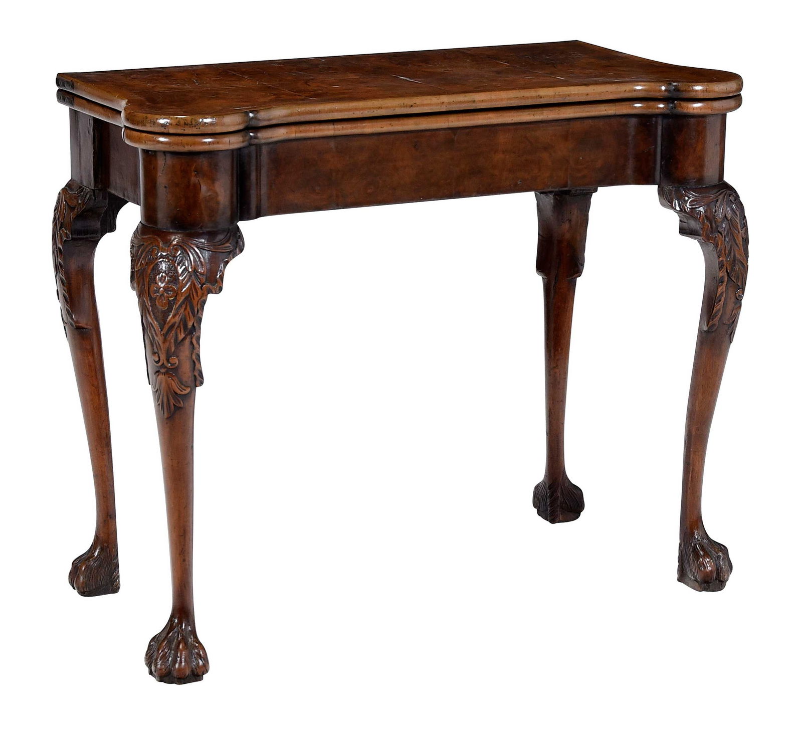 Irish George II Figured Walnut Hairy Paw Concertina Games Table (1 of 10)