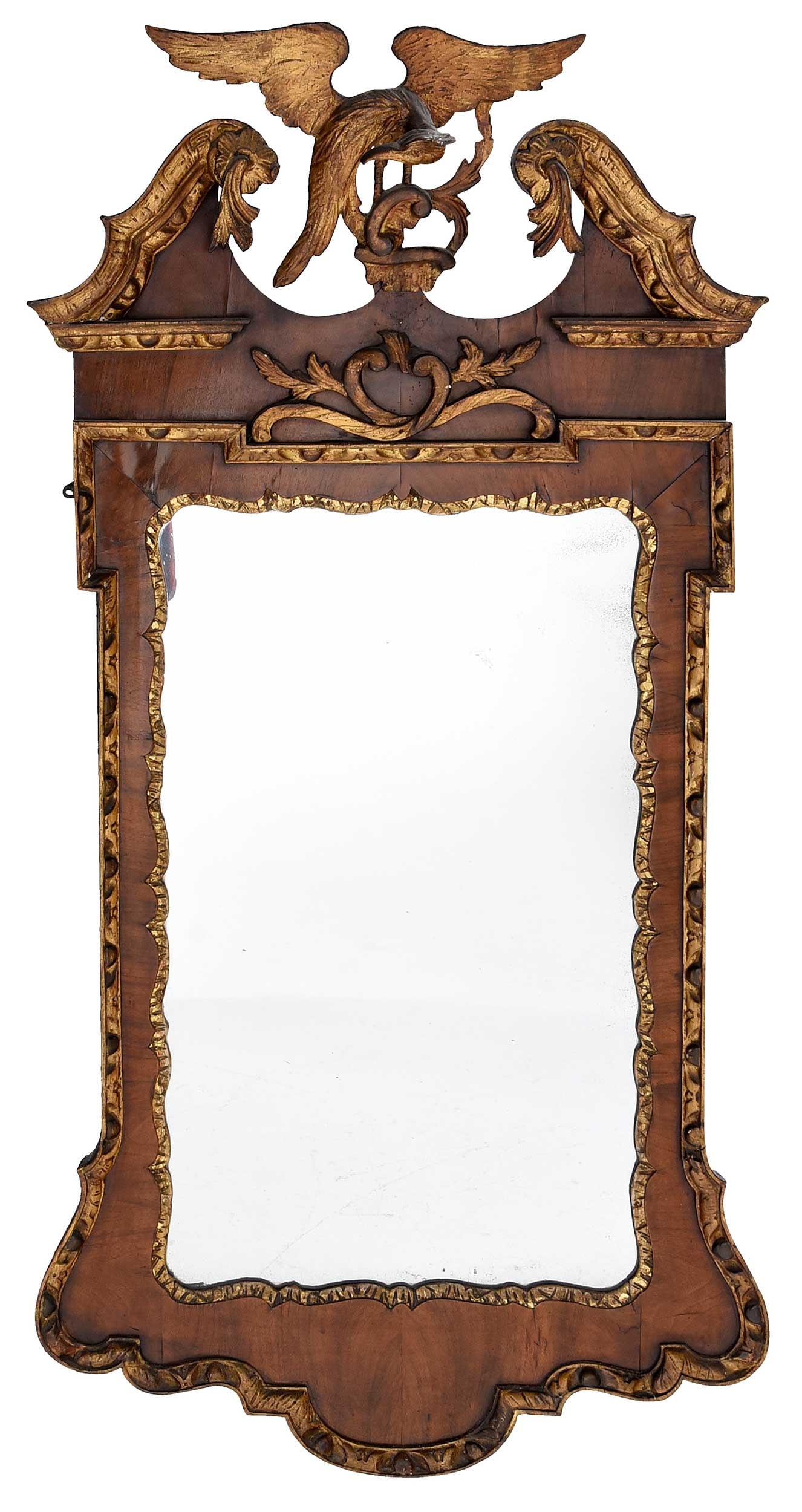 George II Figured Walnut and Parcel Gilt Mirror (1 of 8)