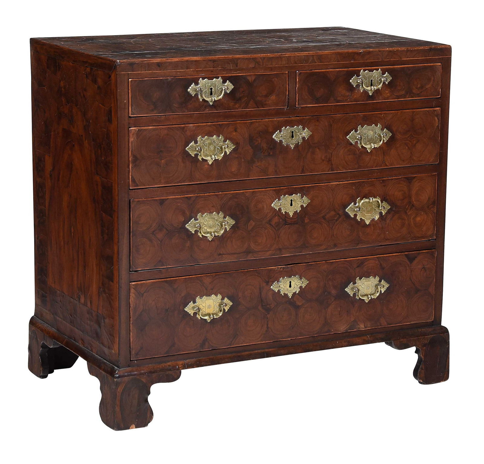 Early Georgian Walnut Oyster Veneered Inlaid Chest of Drawers (1 of 13)