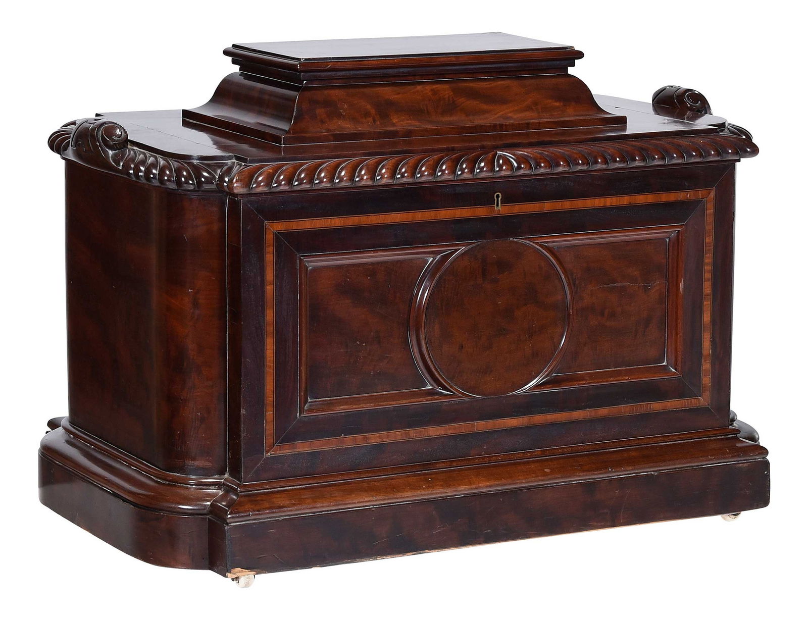 Regency Style Inlaid Figured Mahogany Cellarette (1 of 9)