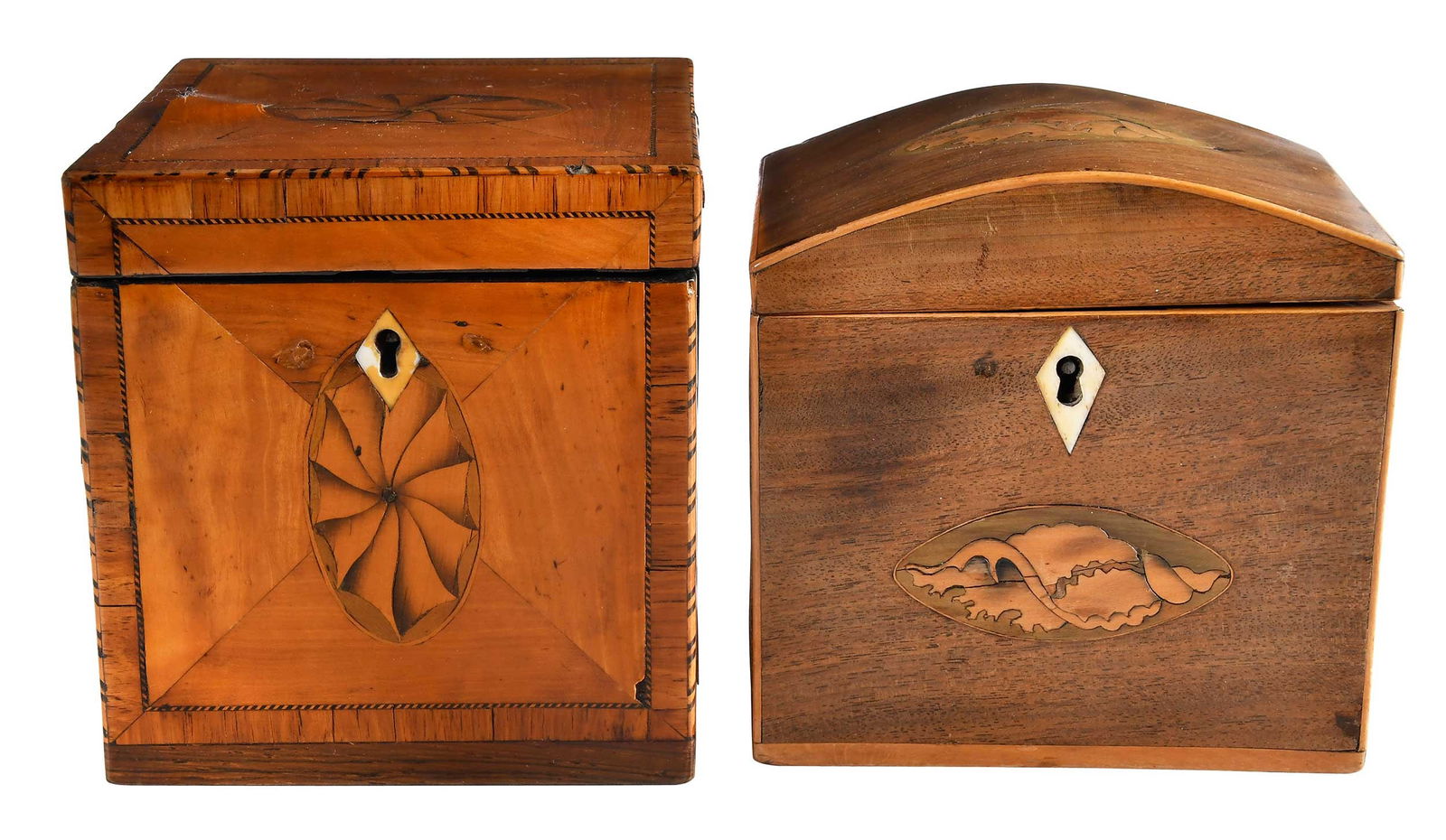 Two Georgian Shell and Fan Inlaid Tea Caddies (1 of 8)