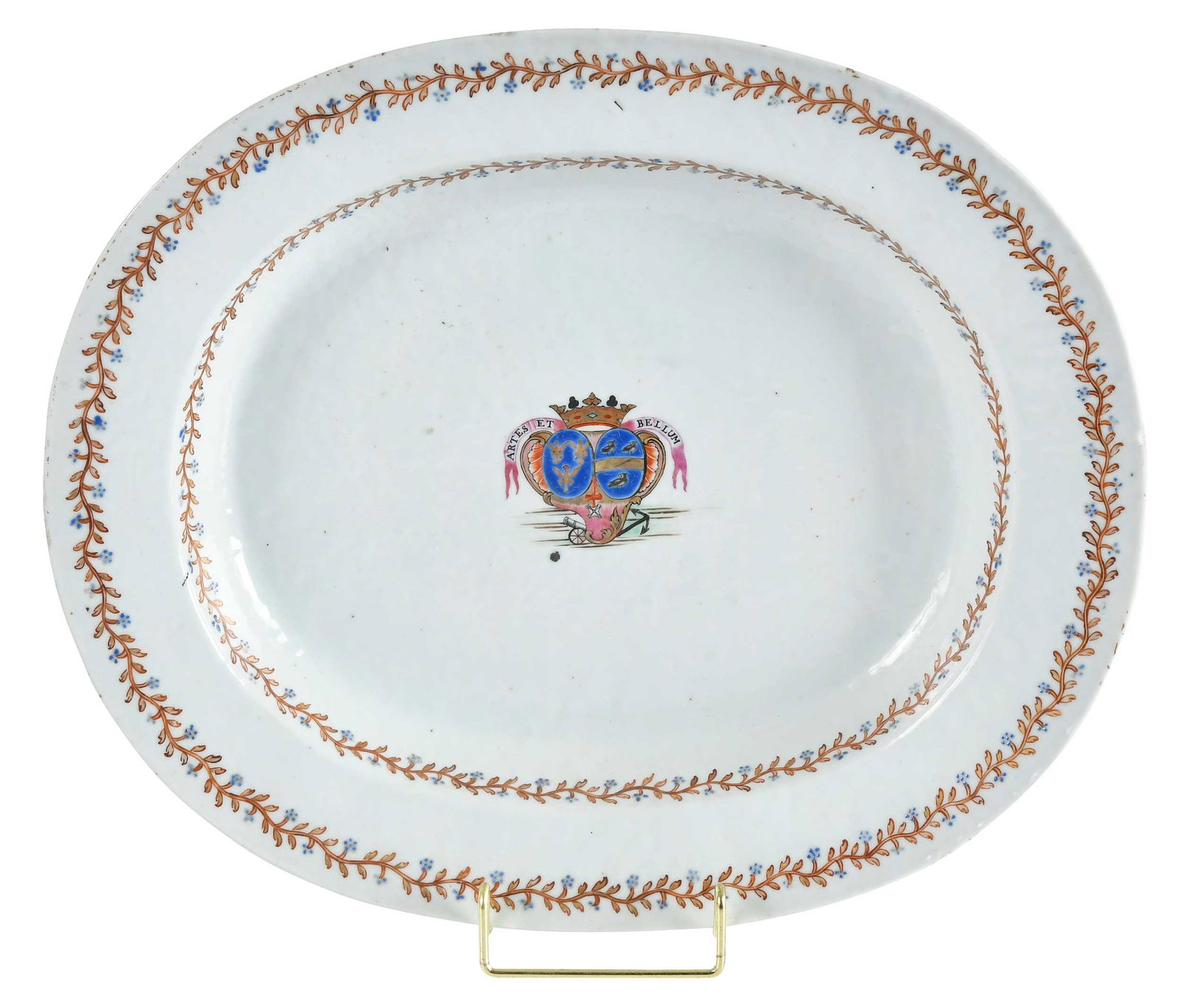 Large Chinese Export Armorial Porcelain Oval Platter, Rolland du Roscoat (1 of 6)