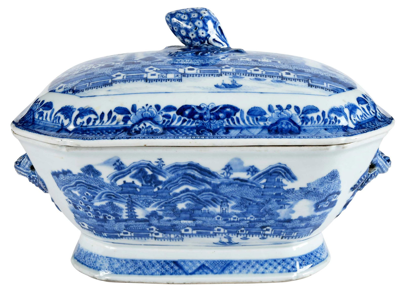 Rare Canton Export Porcelain Lidded Tureen Depicting Great Wall of China (1 of 9)