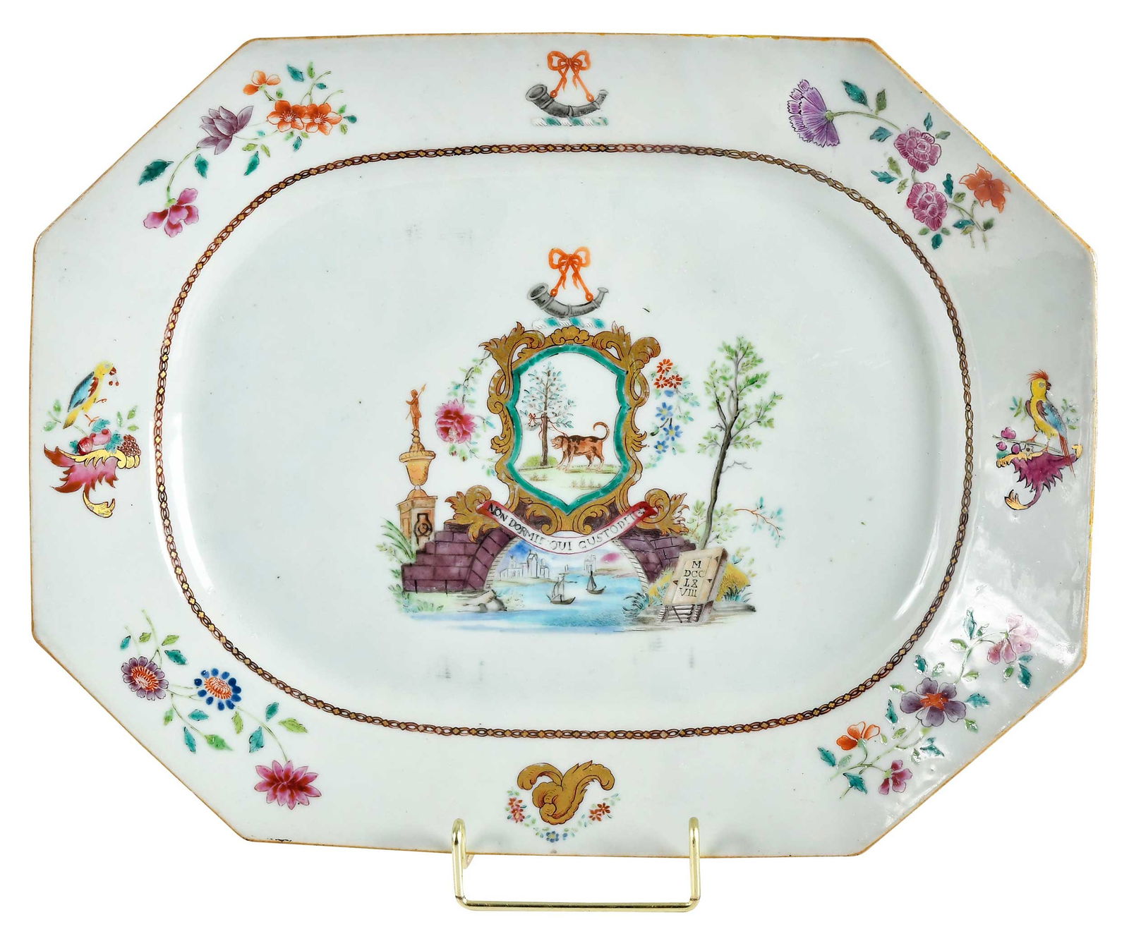Chinese Export Armorial Porcelain Octagonal Platter, Louthain (1 of 6)