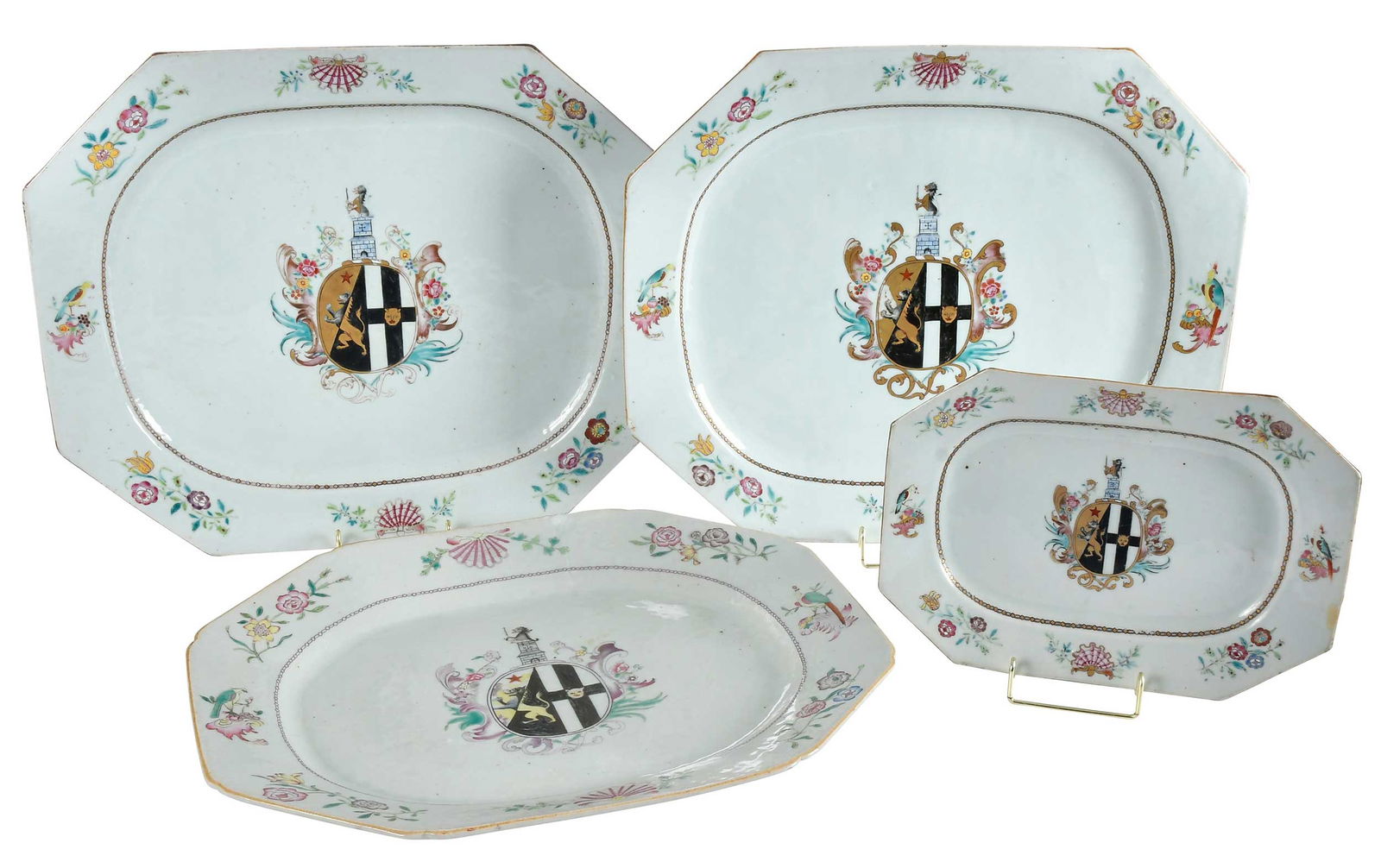 Four Chinese Export Armorial Porcelain Dishes, Simpson impaling Brydges (1 of 13)