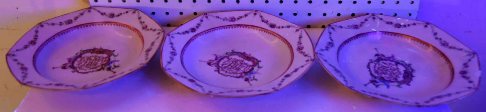 Five Chinese Export Monogrammed Soup Plates - 8