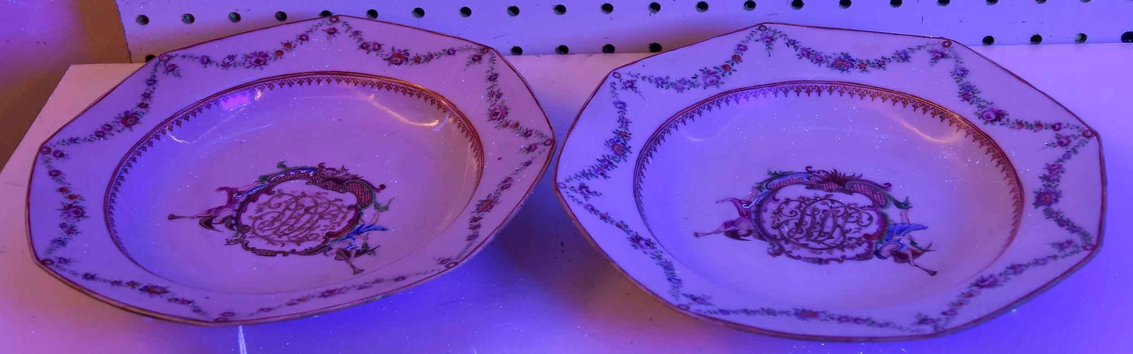 Five Chinese Export Monogrammed Soup Plates - 9