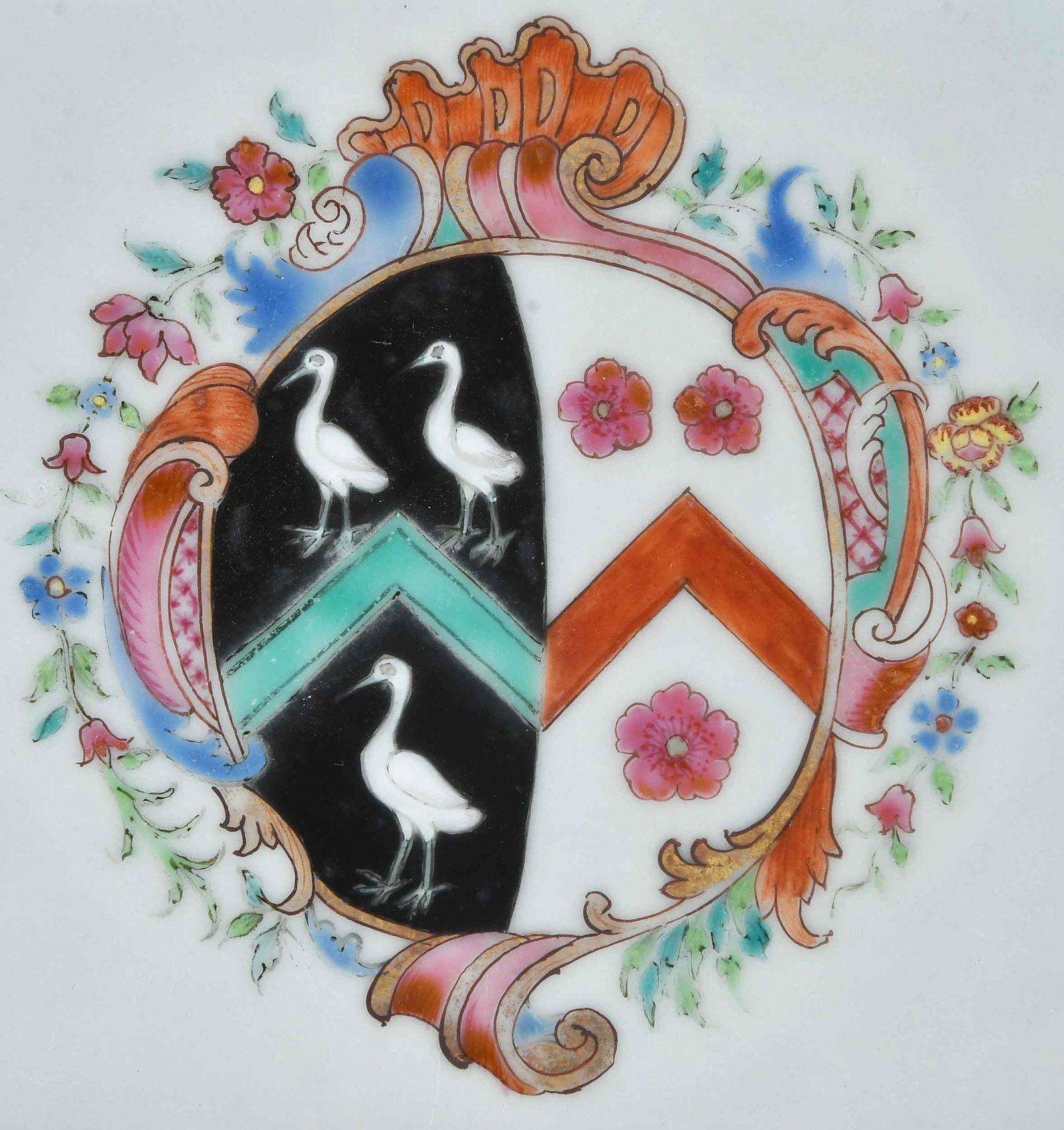 Two Chinese Export Armorial Octagonal Serving Dishes - 2