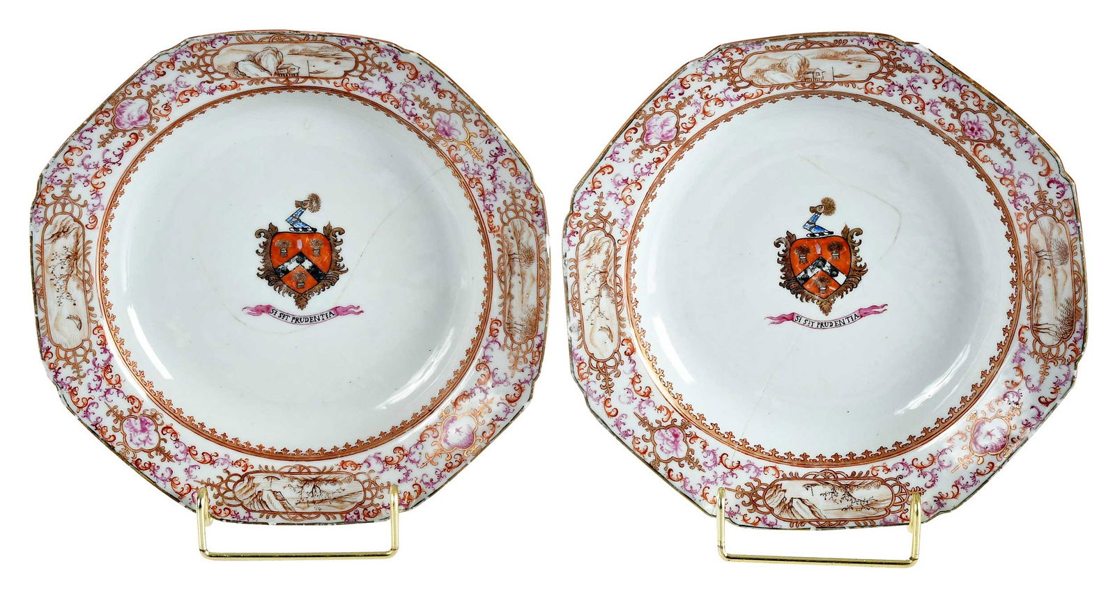 Pair of Chinese Export Armorial Porcelain Soup Plates, Eden (1 of 7)