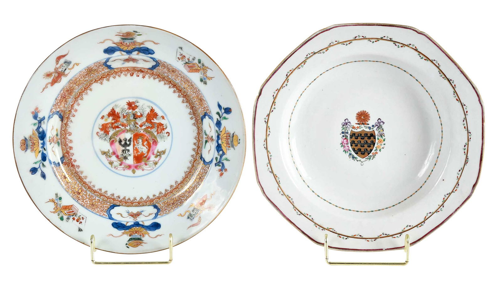Two Chinese Export Armorial Porcelain Plates (1 of 6)