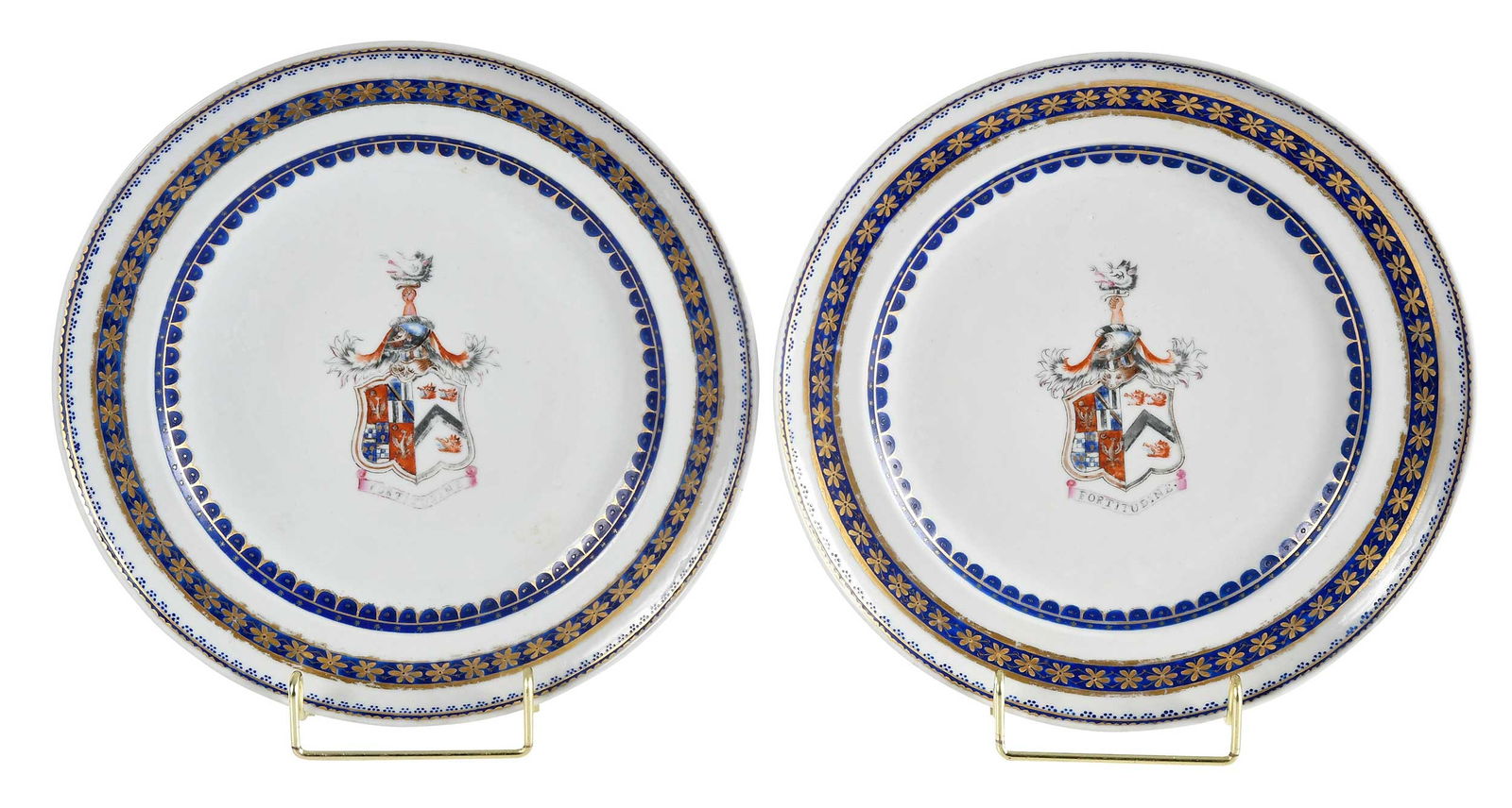Pair of Chinese Export Armorial Porcelain Plates, Erskine impaling Elphinstone (1 of 6)