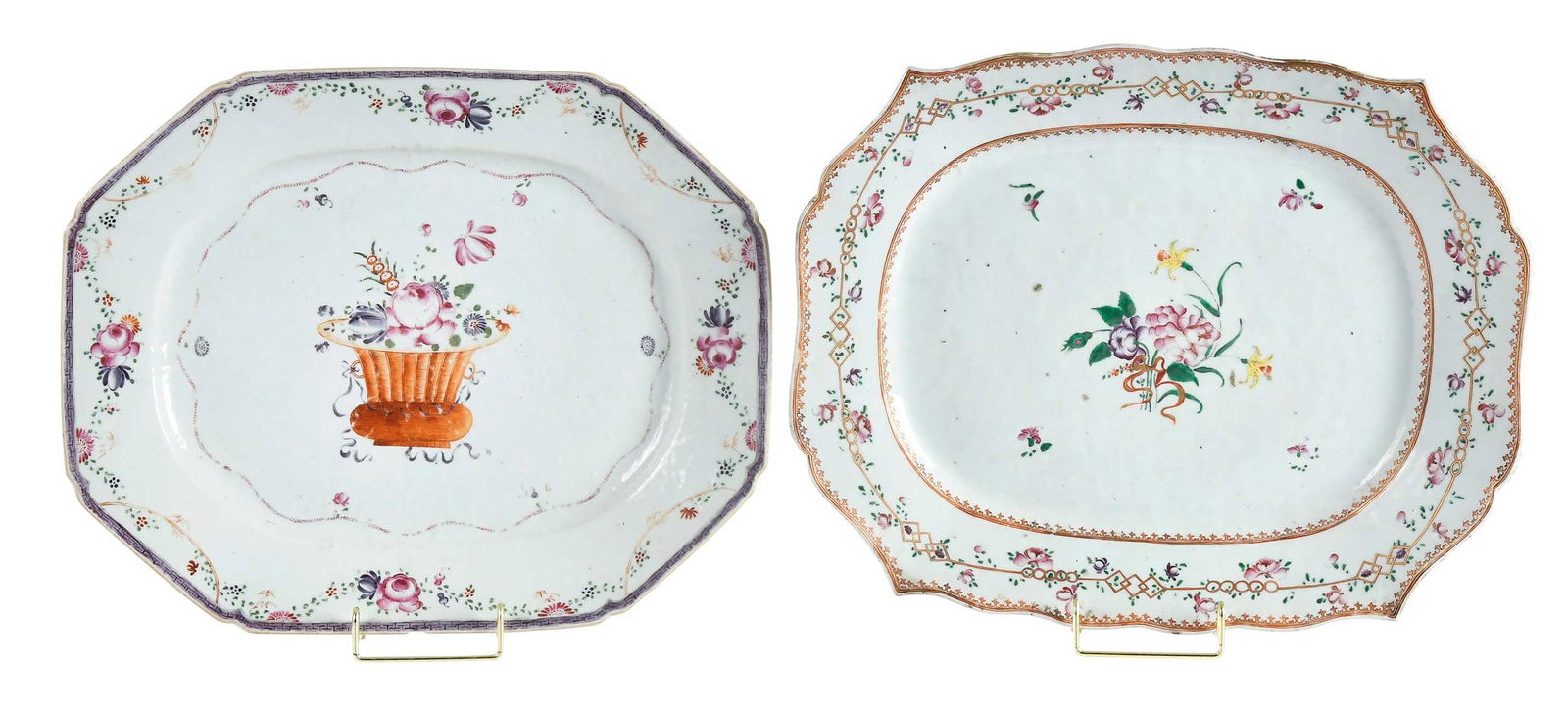 Two Large Chinese Export Floral Decorated Porcelain Platters (1 of 6)