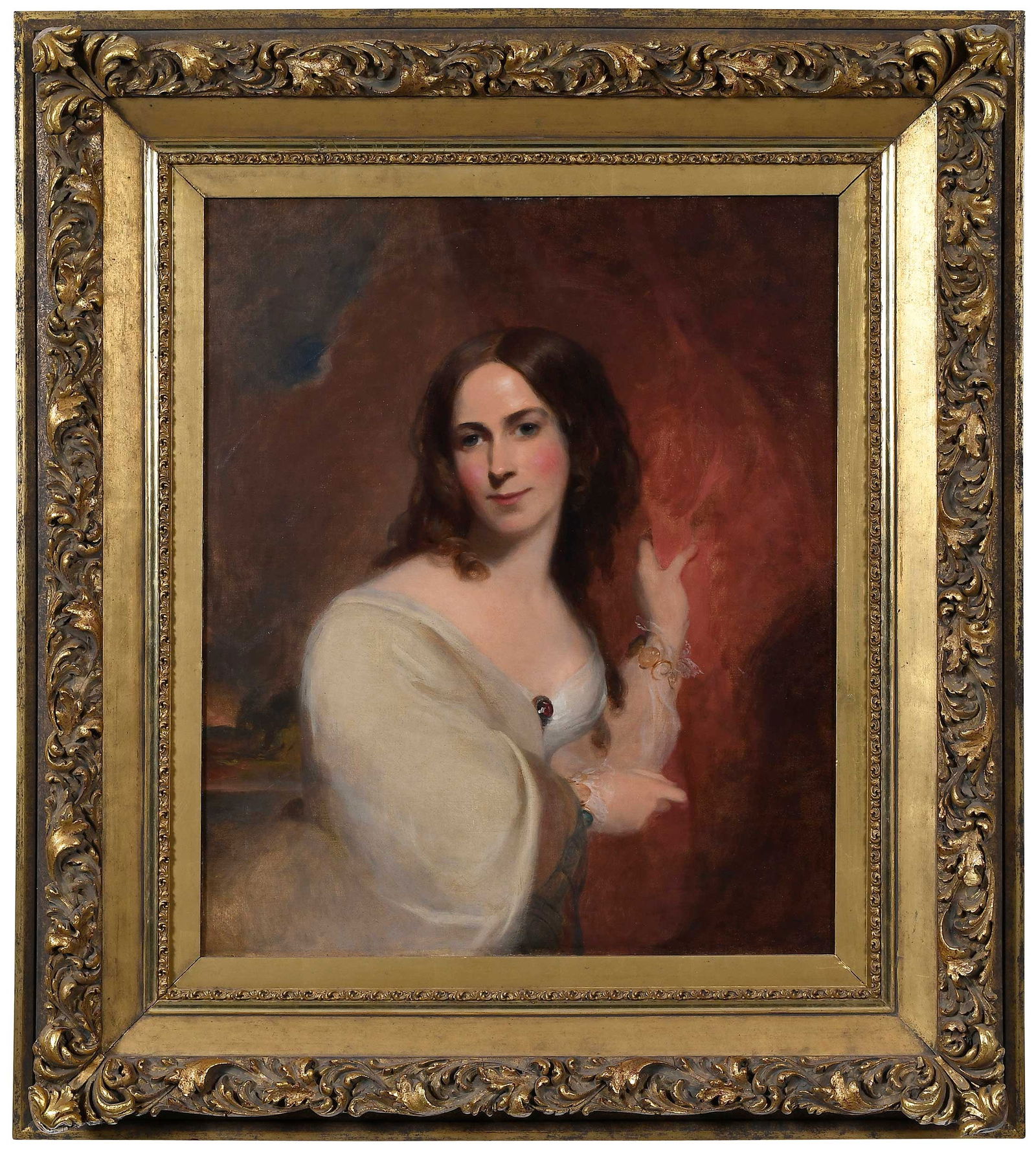 Thomas Sully: (England/America, 1783-1872)Portrait of a Lady, signed verso "TS 1862", oil on canvas, 30 x 25 in.; fine ornate period frame, 44 x 39 x 5-1/2 in.Provenance: Private Collection, Savannah, Georgia